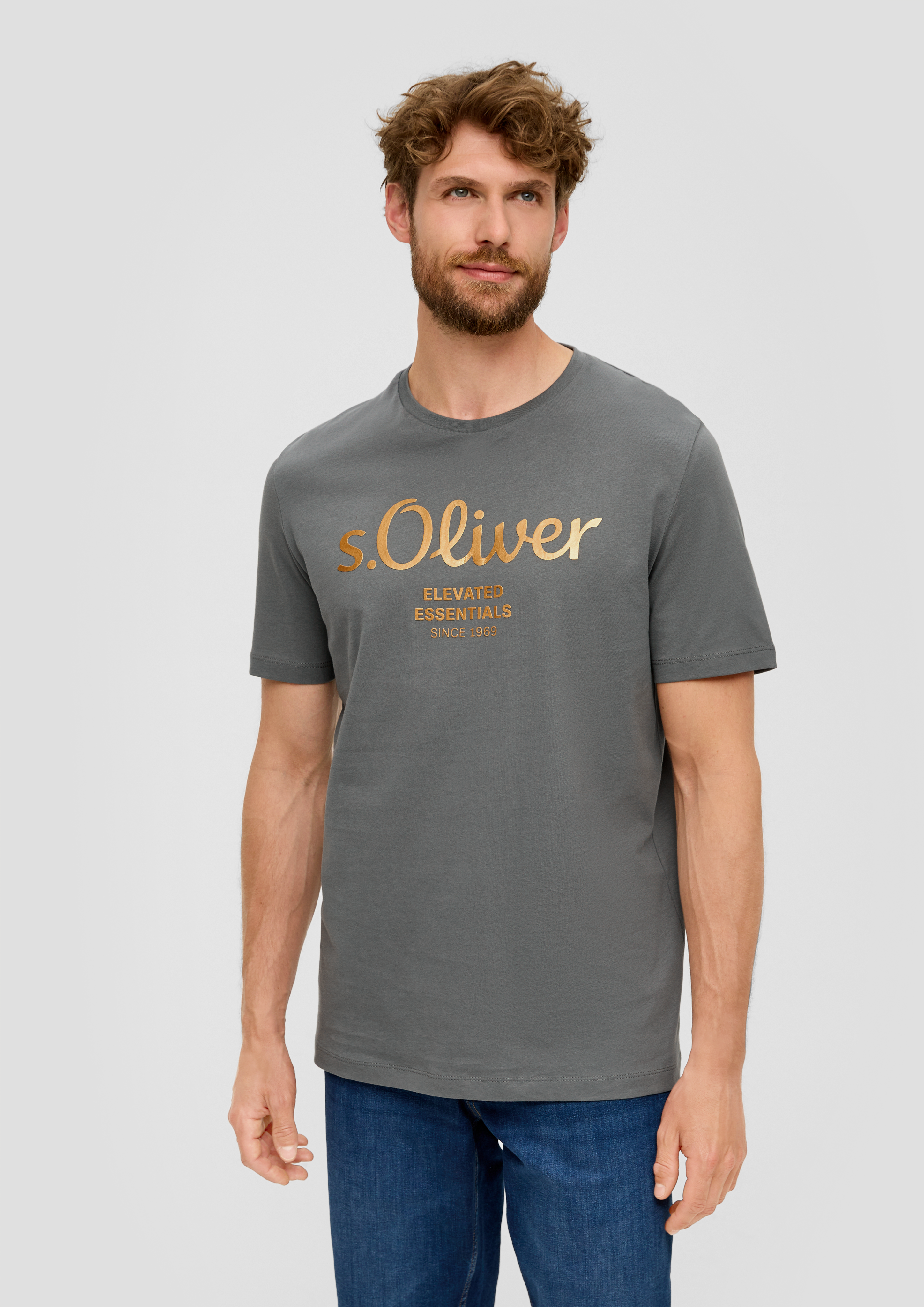 S.Oliver T-Shirt aus Baumwolle mit Label-Print