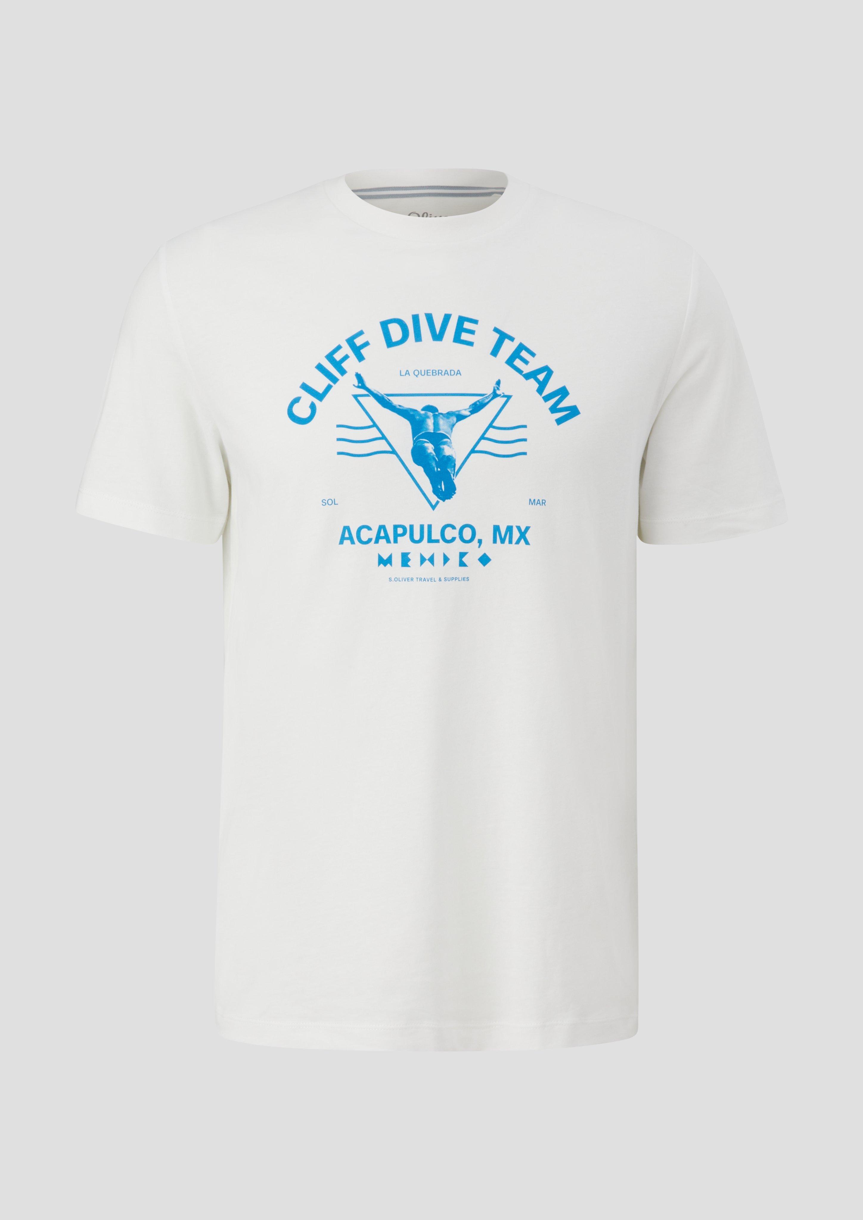 s.Oliver Baumwoll-T-Shirt mit frontseitigem Artwork-Print