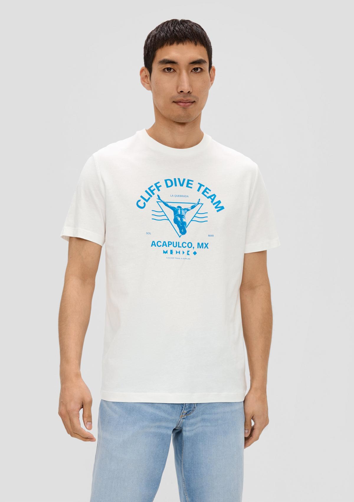 s.Oliver Bombažna majica kratek rokav z umetelnim potiskom spredaj