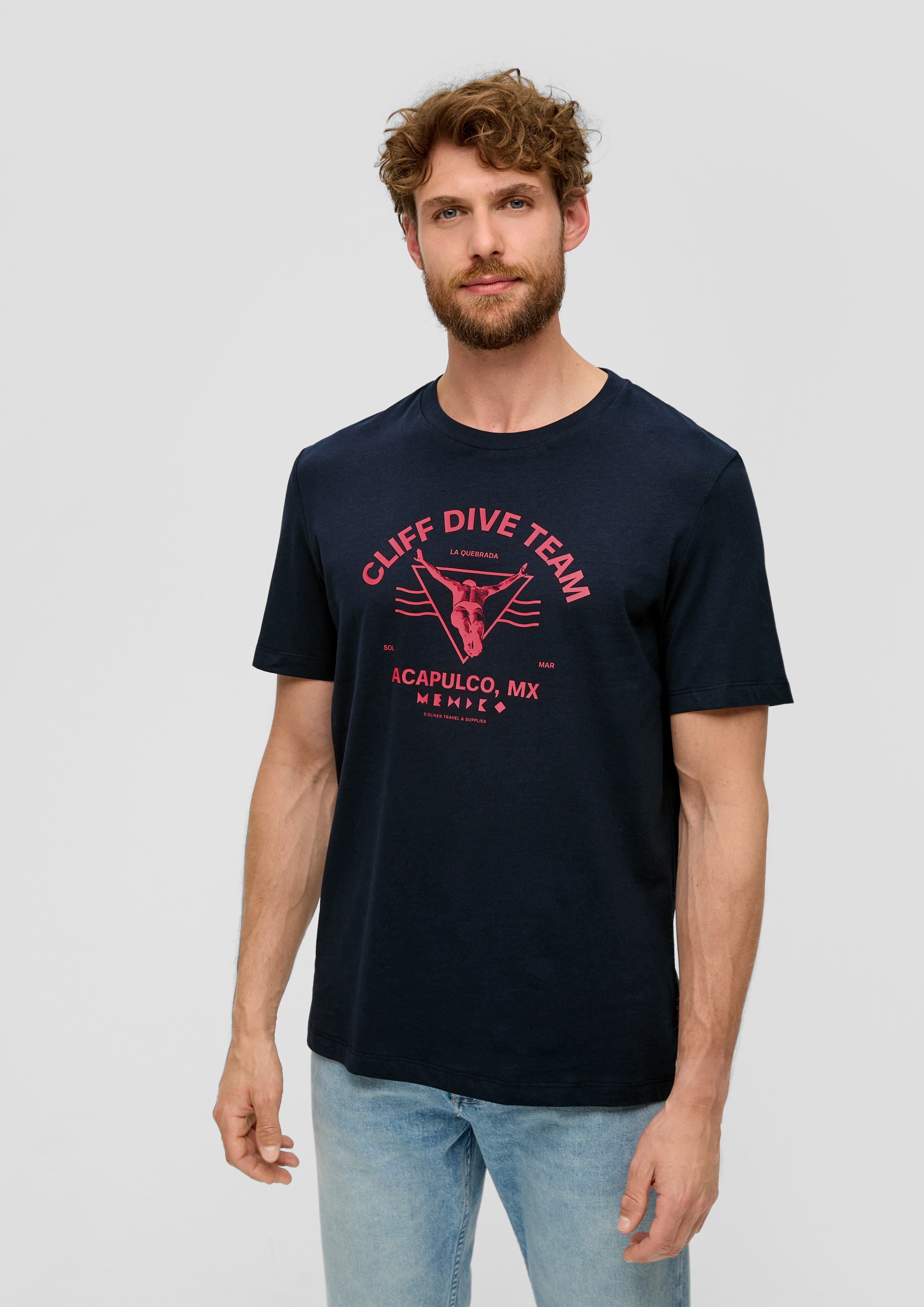 S.Oliver Baumwoll-T-Shirt mit frontseitigem Artwork-Print