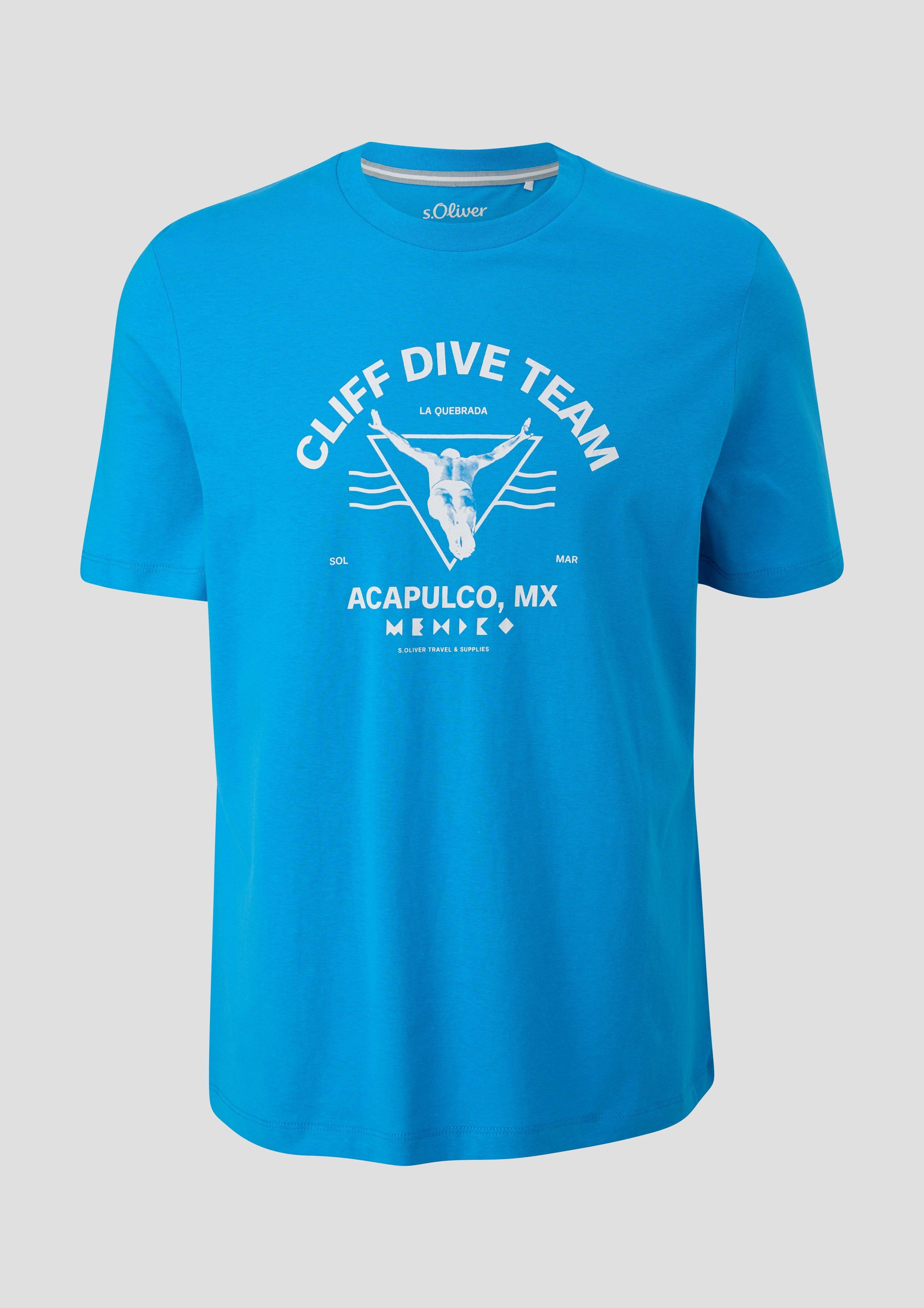 s.Oliver Baumwoll-T-Shirt mit frontseitigem Artwork-Print