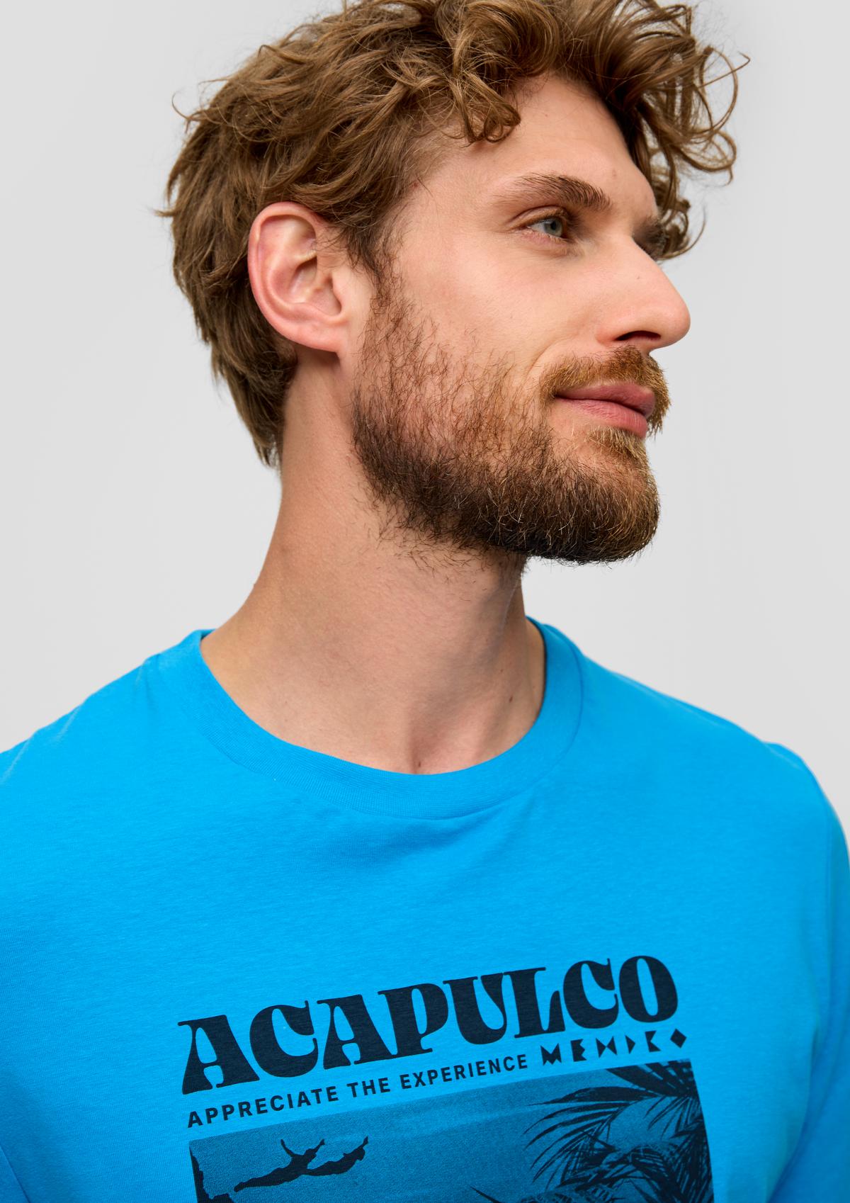 s.Oliver T-shirt en coton à imprimé artistique sur le devant