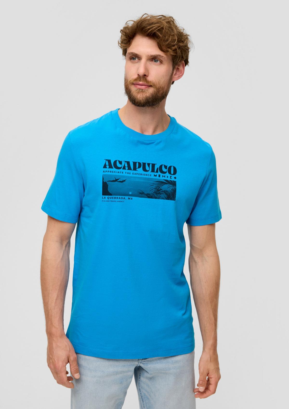 s.Oliver T-shirt en coton à imprimé artistique sur le devant