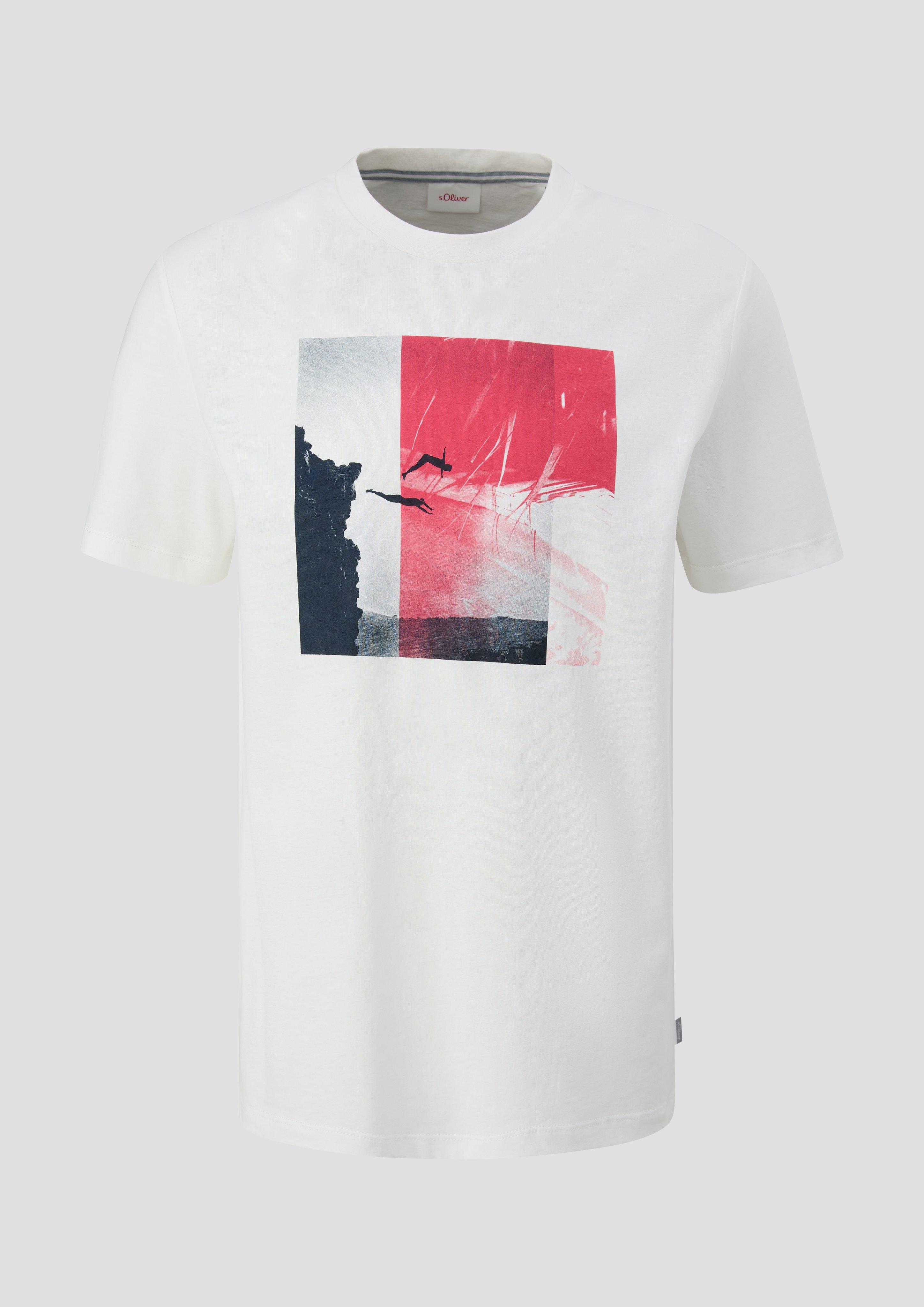 s.Oliver - T-Shirt mit Frontprint, Herren, weiß