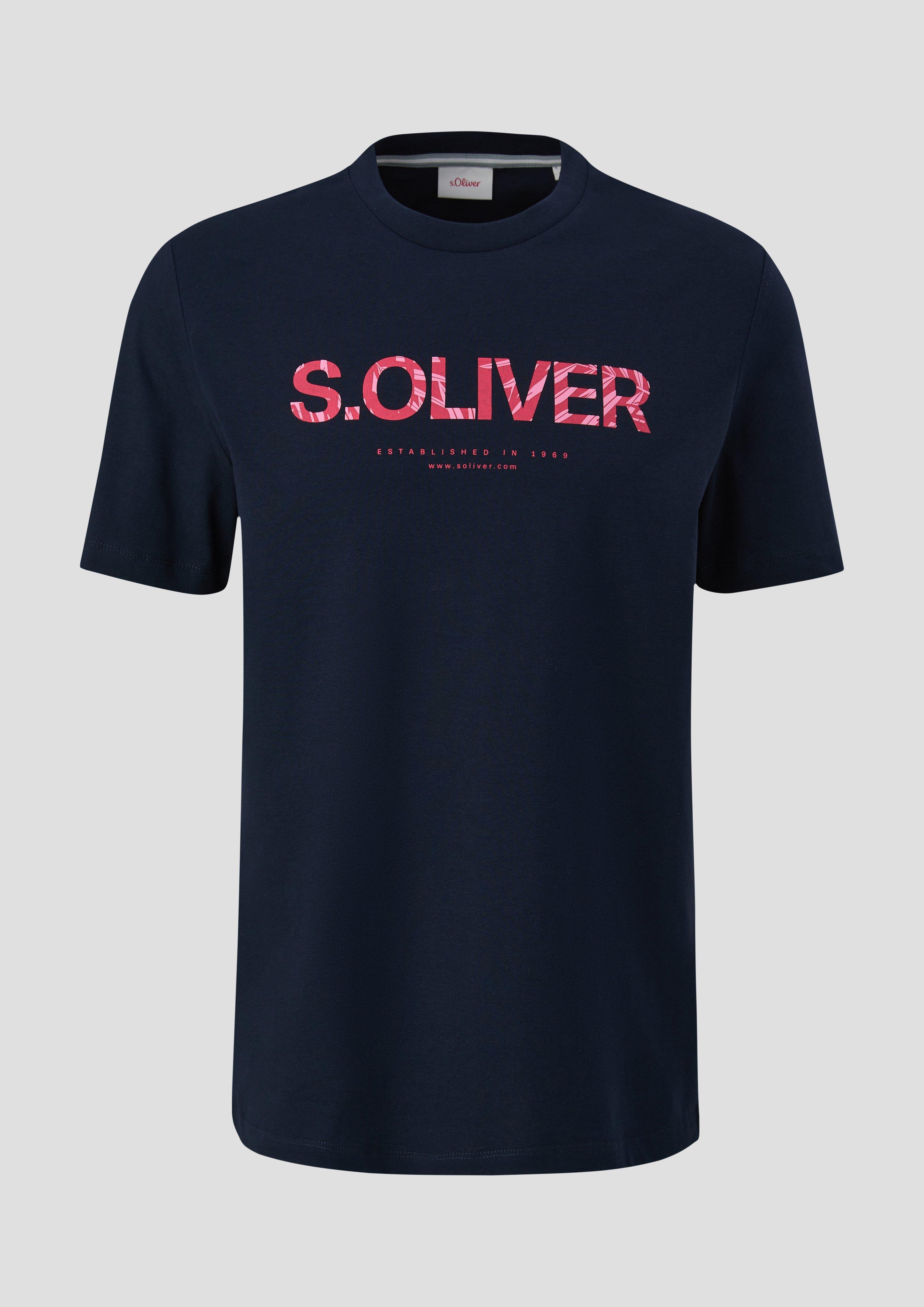 s.Oliver - T-Shirt mit Frontprint, Herren, blau