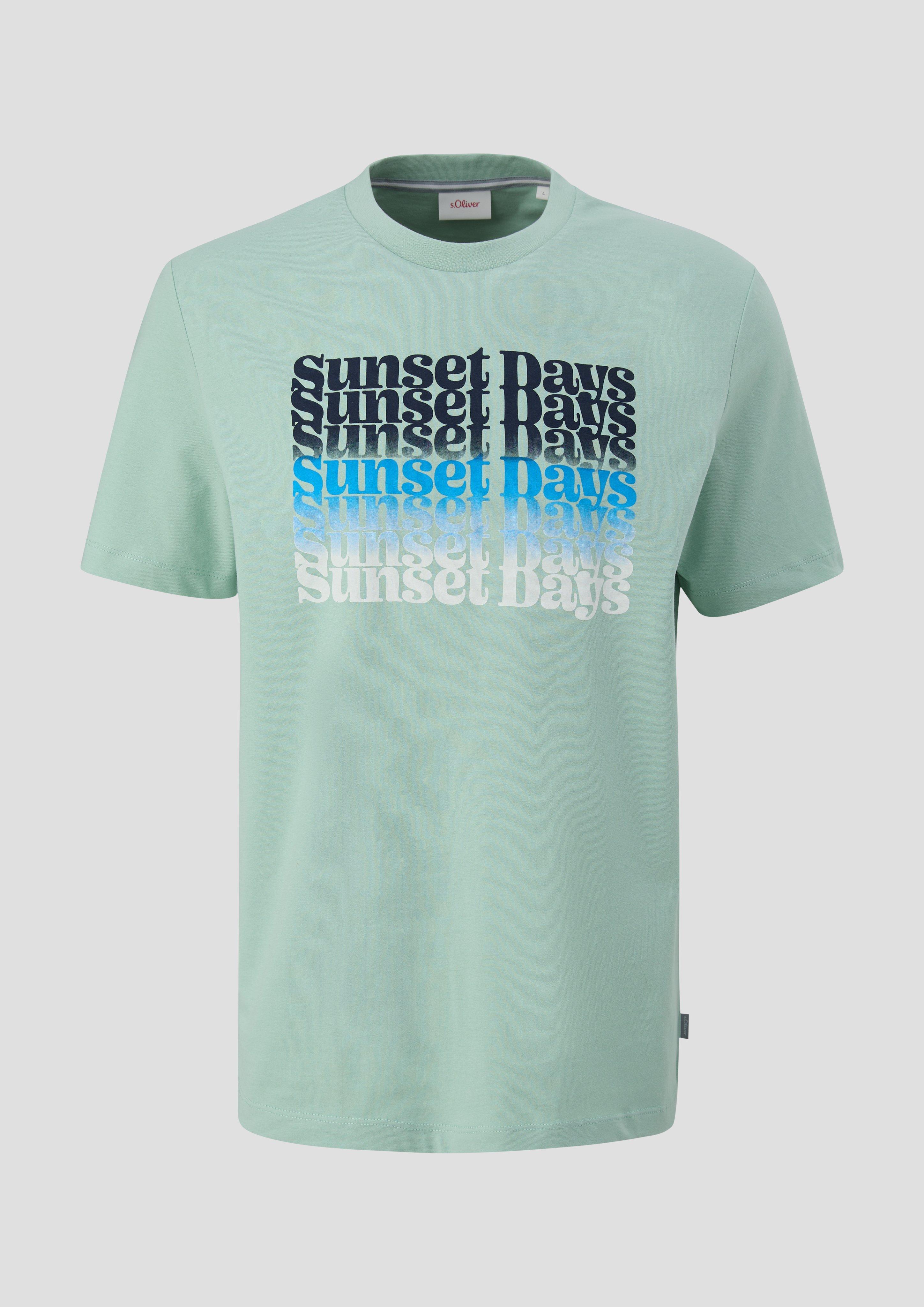 s.Oliver - T-Shirt mit Frontprint, Herren, grün