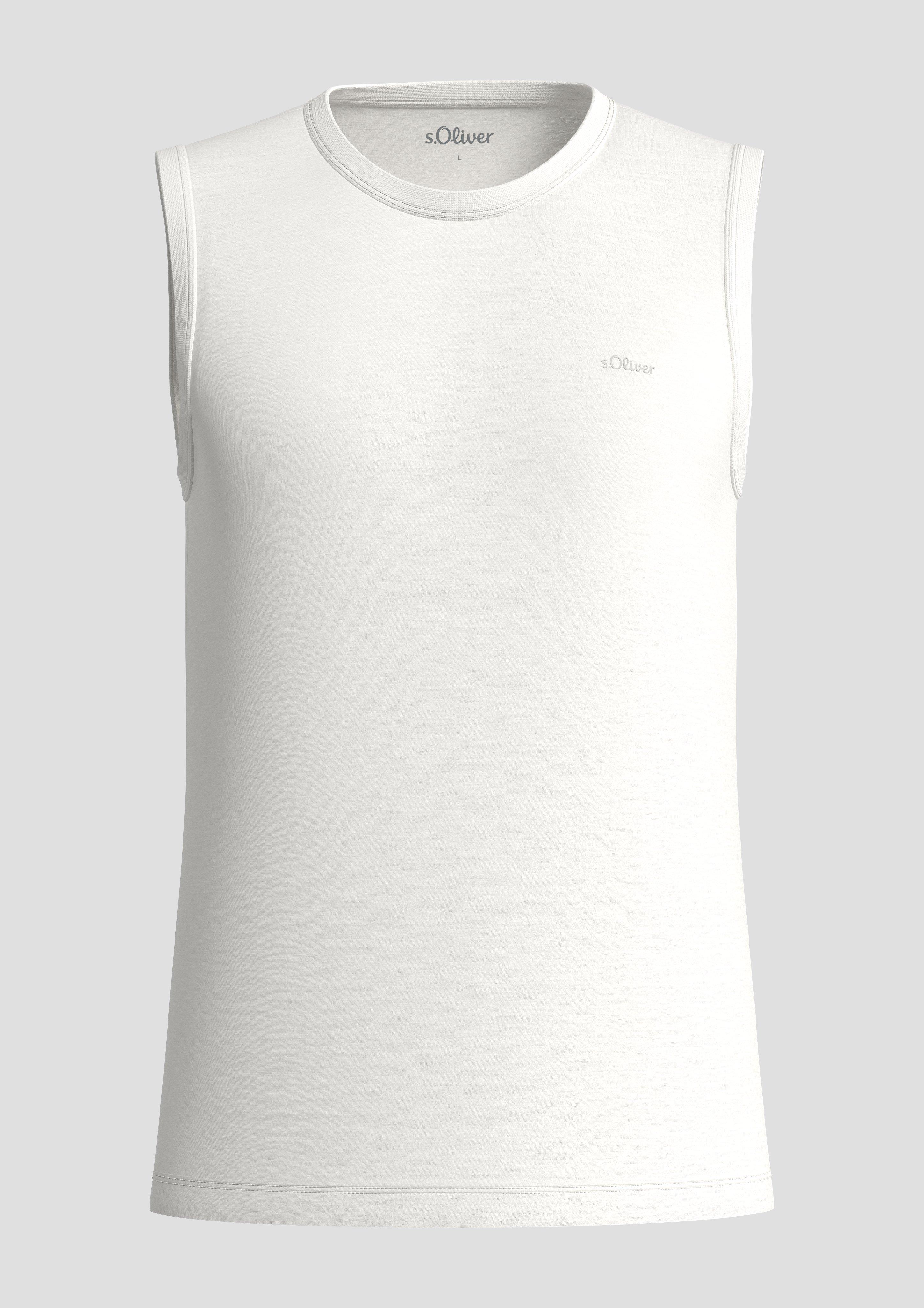 s.Oliver - Baumwoll-Tanktop mit Flammgarnstruktur, Herren, weiß