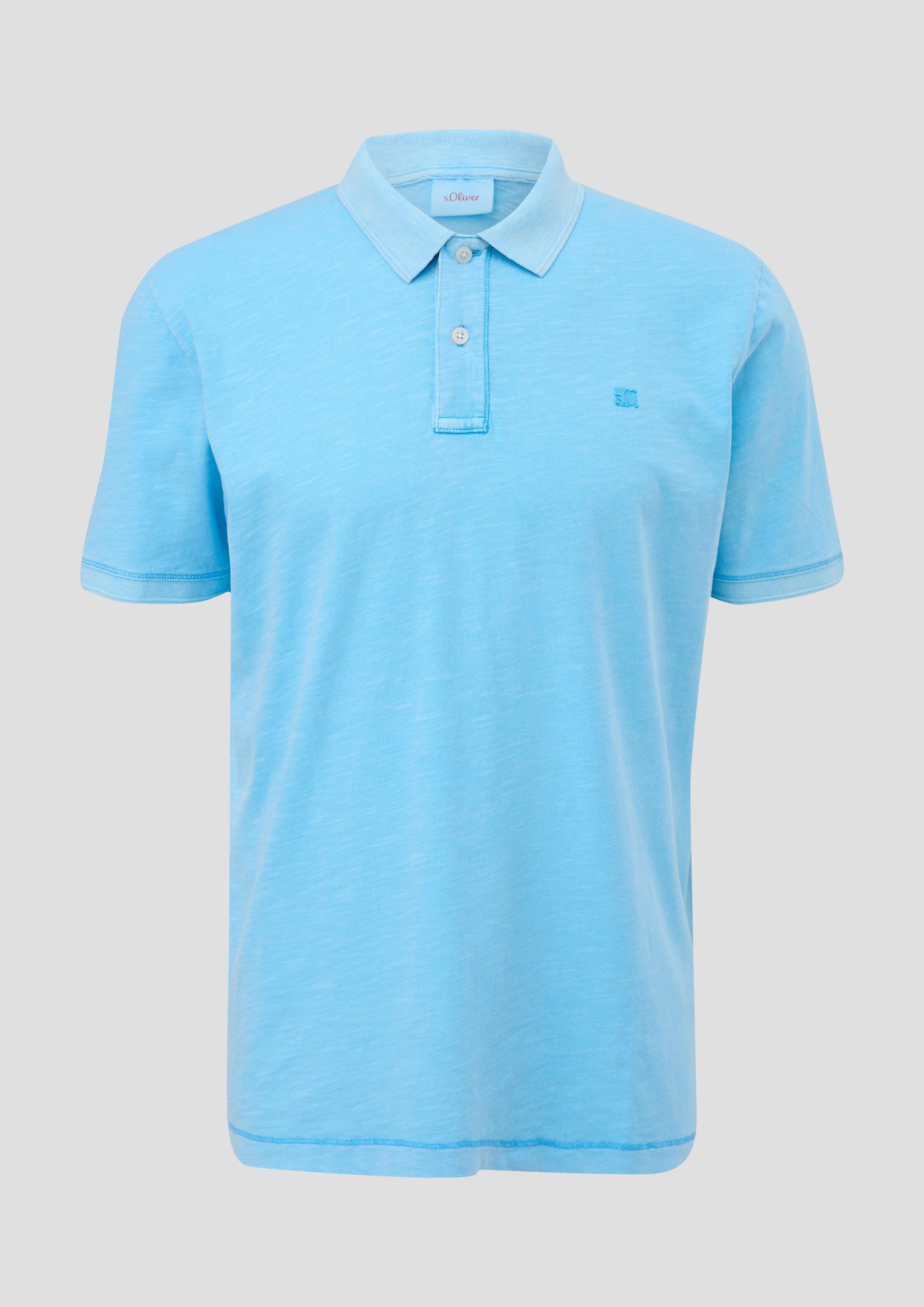 s.Oliver - Poloshirt mit Logo-Detail und Garment Dye, Herren, Blau