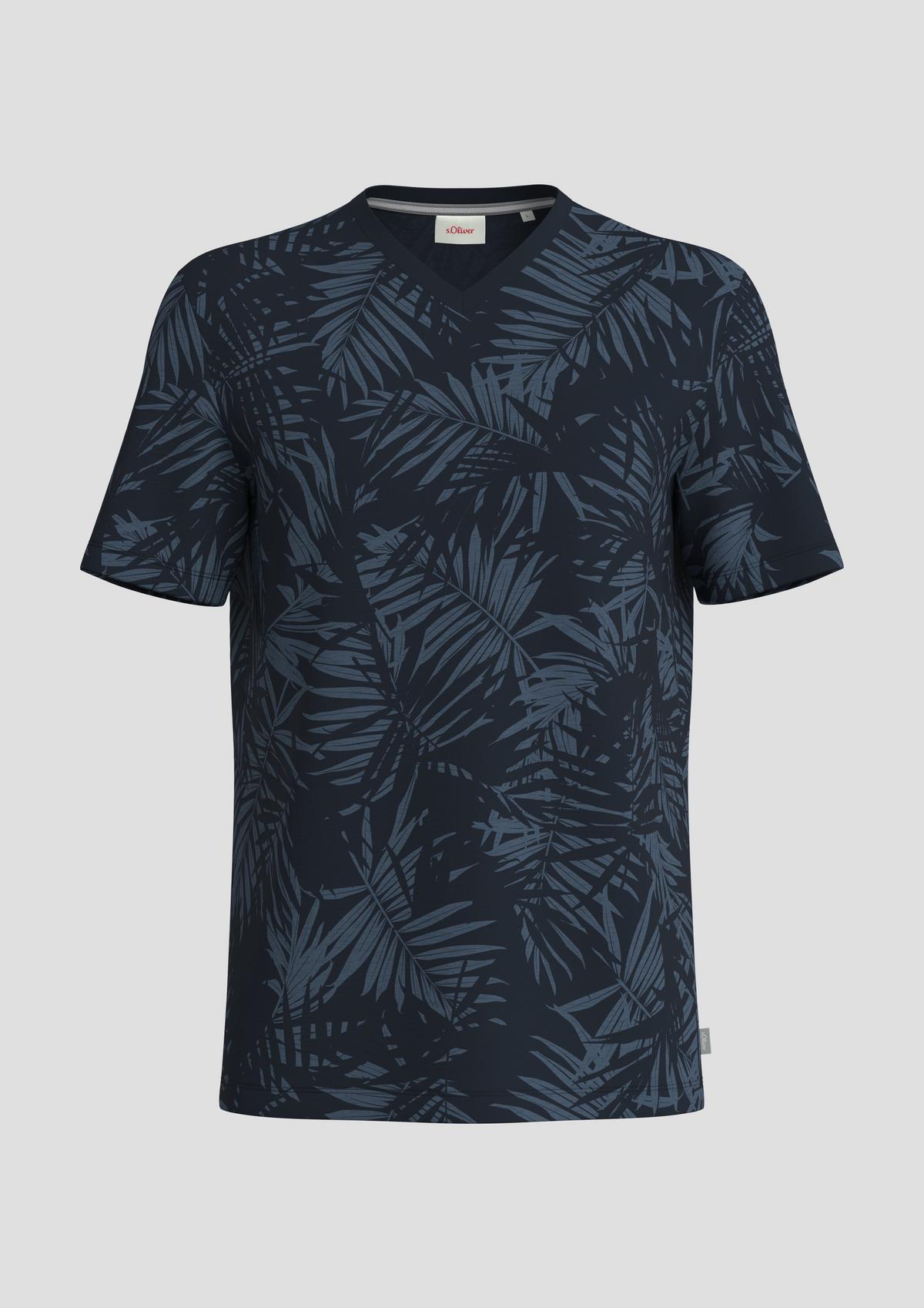 s.Oliver T-shirt à motif et texture fil flammé