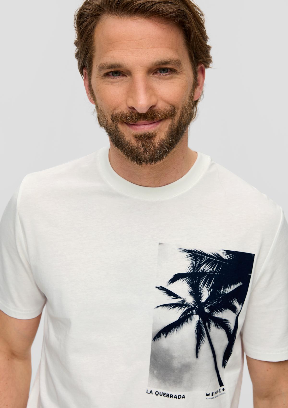s.Oliver Katoenen T-shirt met print op de voorkant en siernaden
