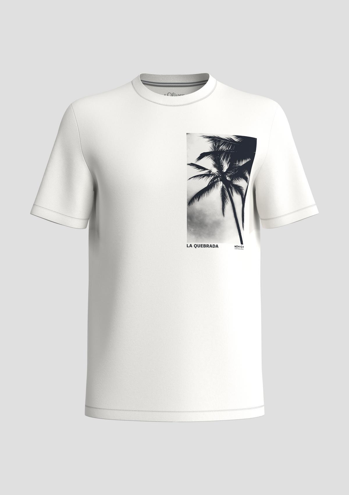 s.Oliver Katoenen T-shirt met print op de voorkant en siernaden