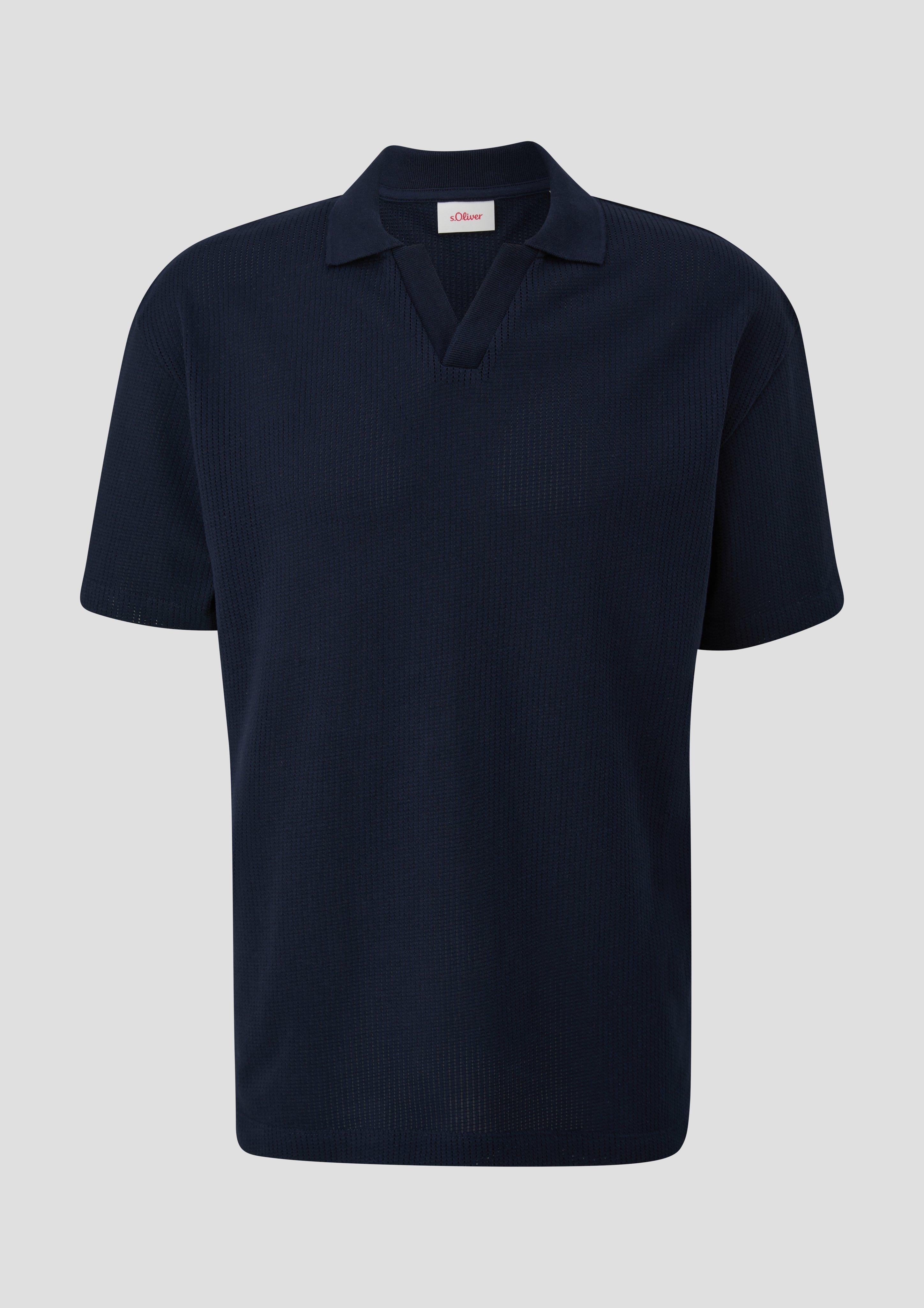 s.Oliver Poloshirt aus Jacquard mit offenem Kragen