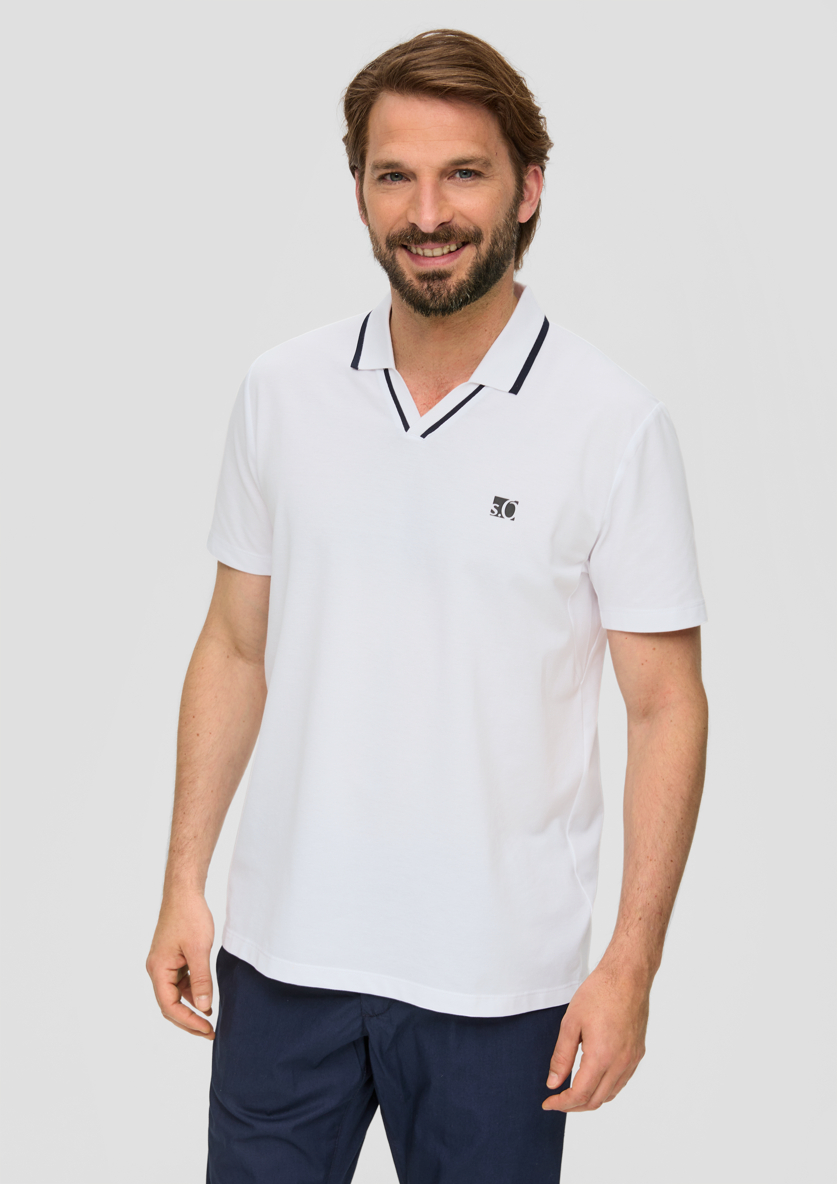 S.Oliver Poloshirt aus Baumwollmix mit Logo-Detail