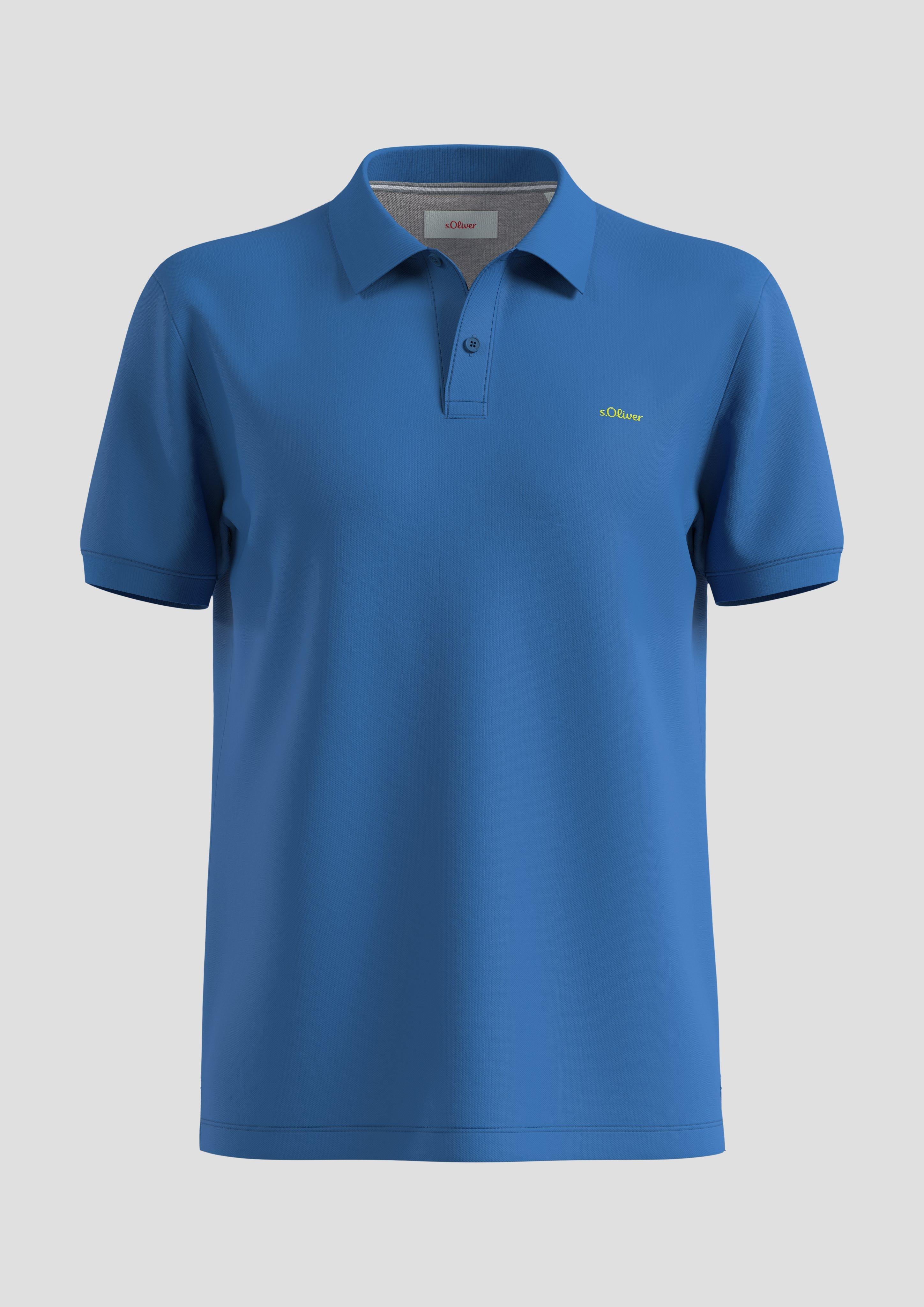 s.Oliver - Poloshirt mit Logo-Stickerei und Knopfleiste, Herren, blau