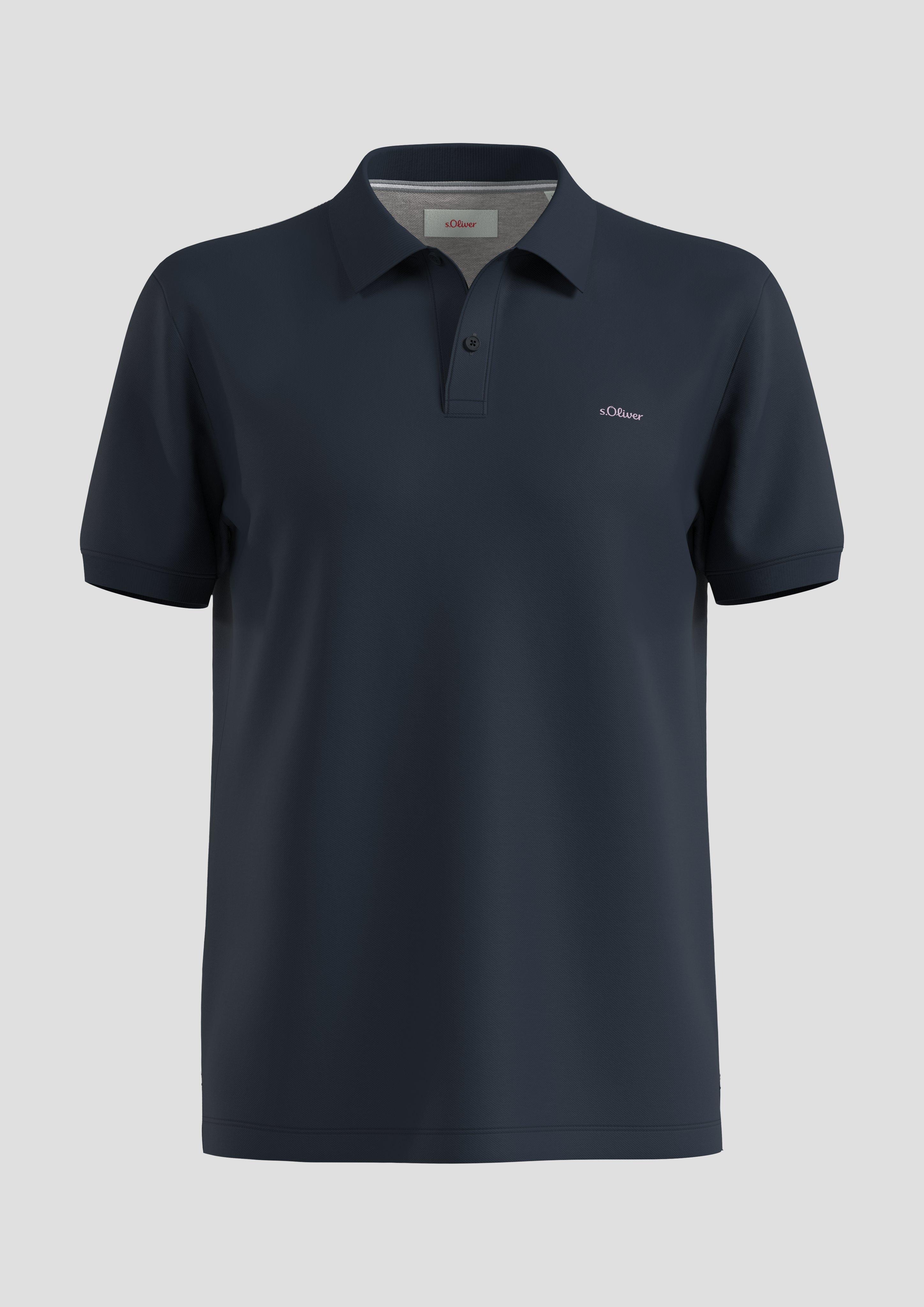 s.Oliver - Poloshirt mit Logo-Stickerei und Knopfleiste, Herren, blau