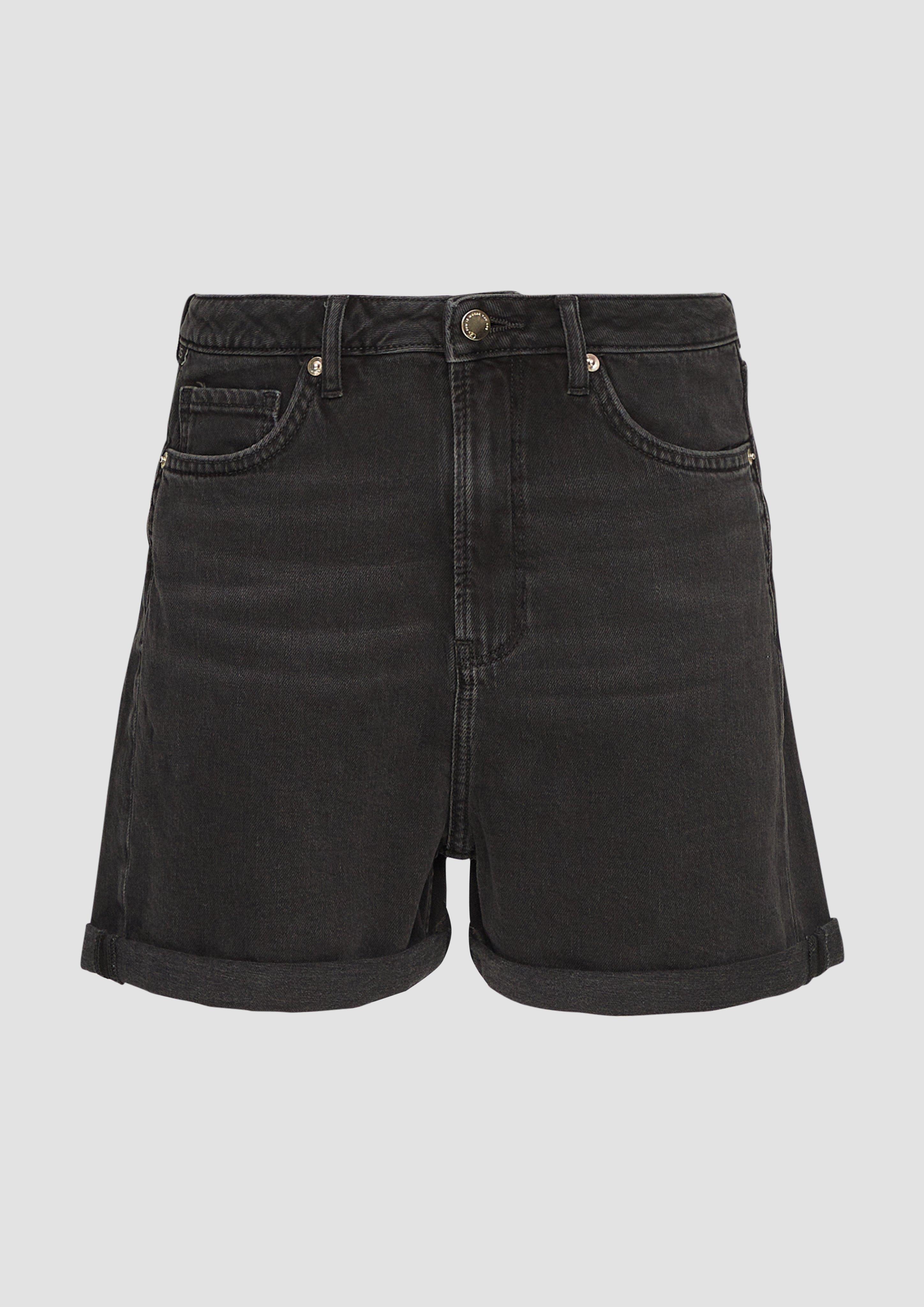 QS - Mom Jeans-Shorts / Relaxed Fit / High Rise, Damen, schwarz