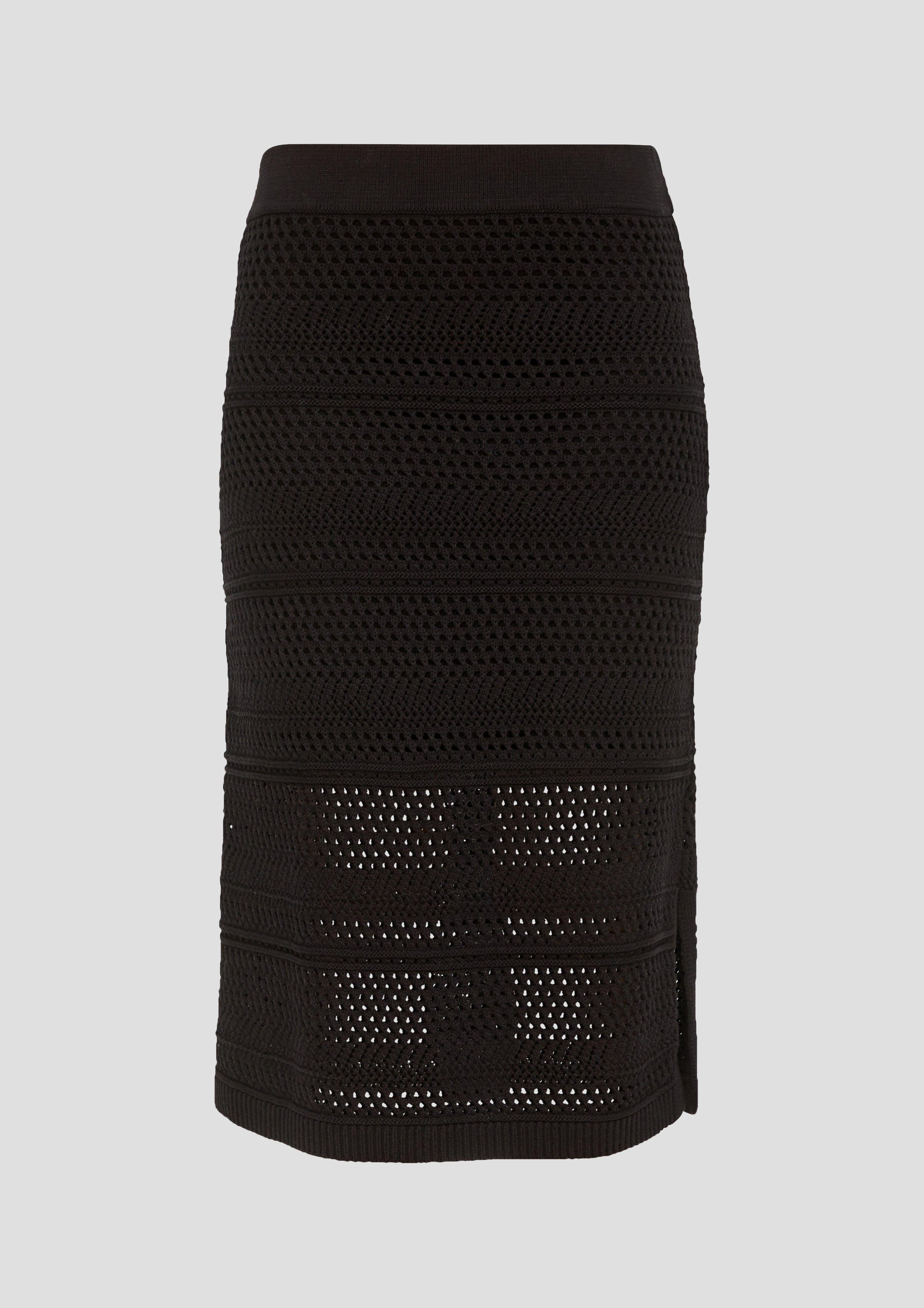 Thumbnail - s.Oliver - Mini-Rock mit Strickmuster, Damen, schwarz