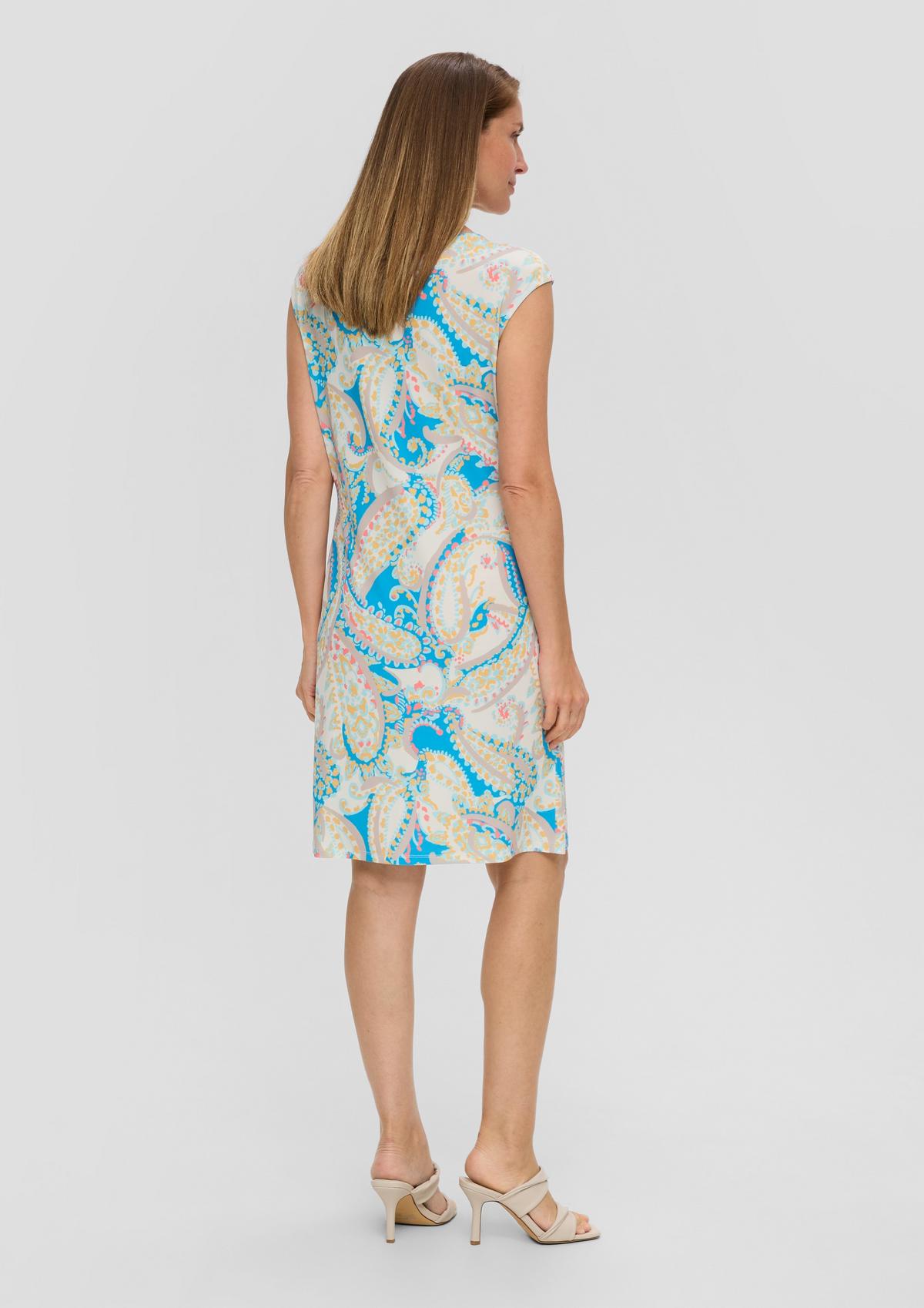 s.Oliver Mouwloze jurk met print all-over en geknoopt detail
