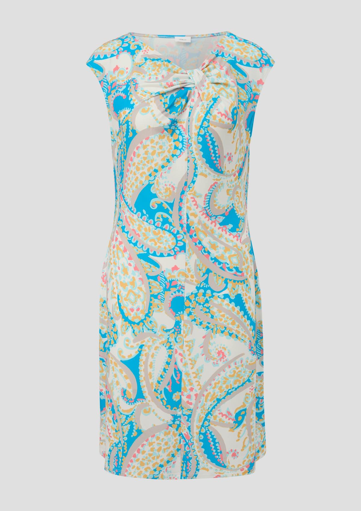 s.Oliver Ärmelloses Kleid mit All-over-Print und Knoten-Detail