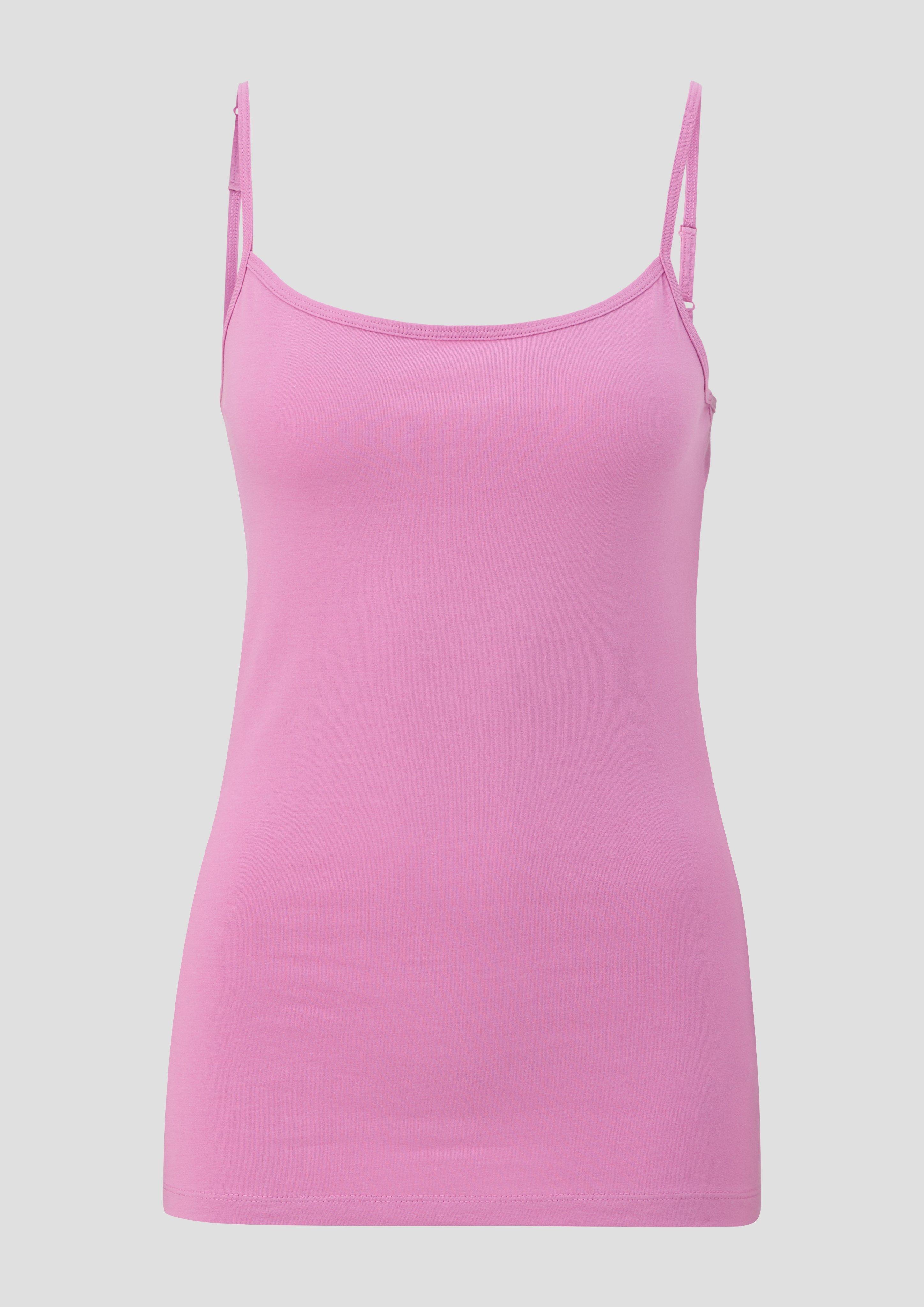 s.Oliver - Spaghettiträger-Top aus Baumwollstretch im Slim Fit, Damen, Rosa