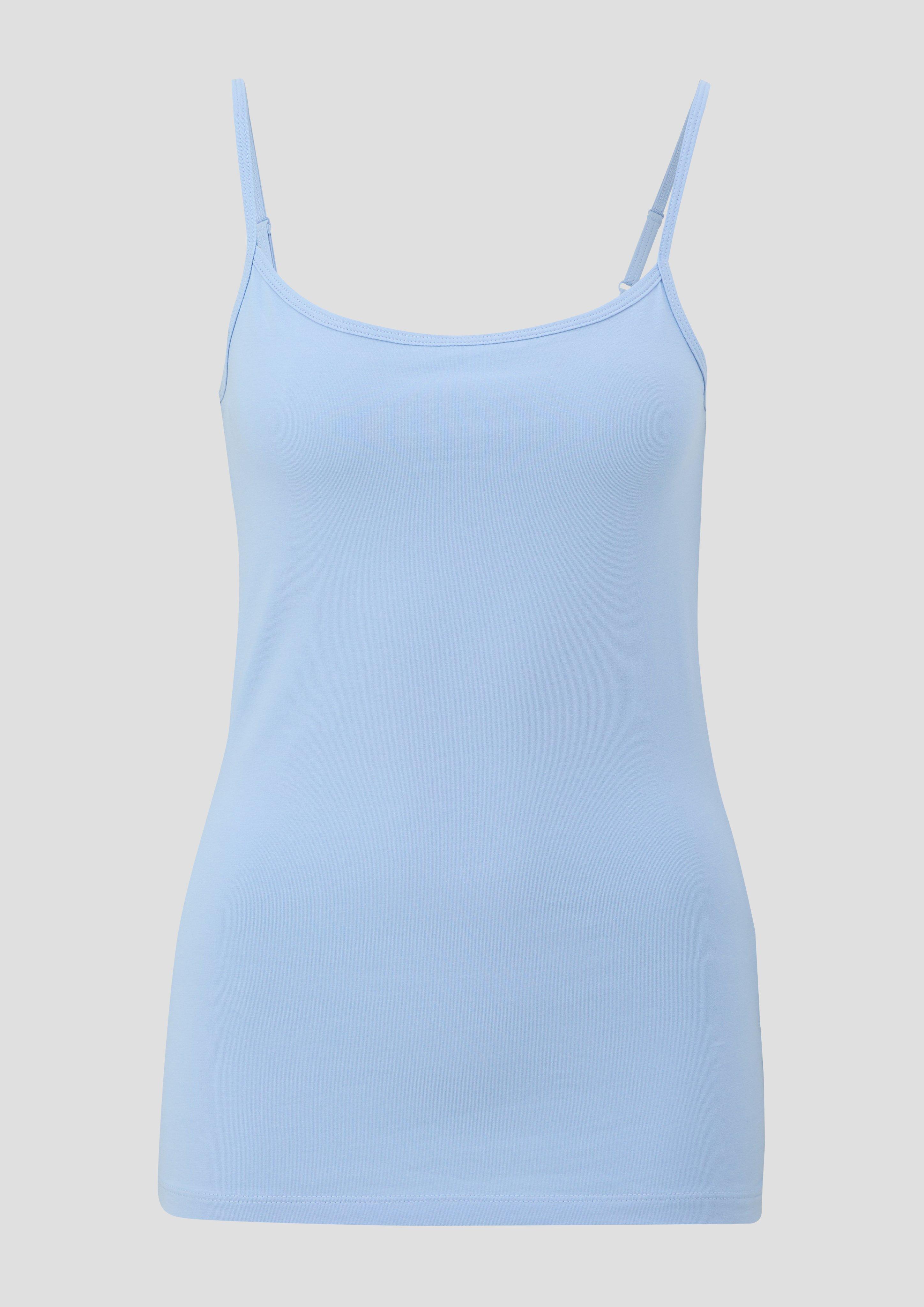 s.Oliver - Spaghettiträger-Top aus Baumwollstretch im Slim Fit, Damen, blau