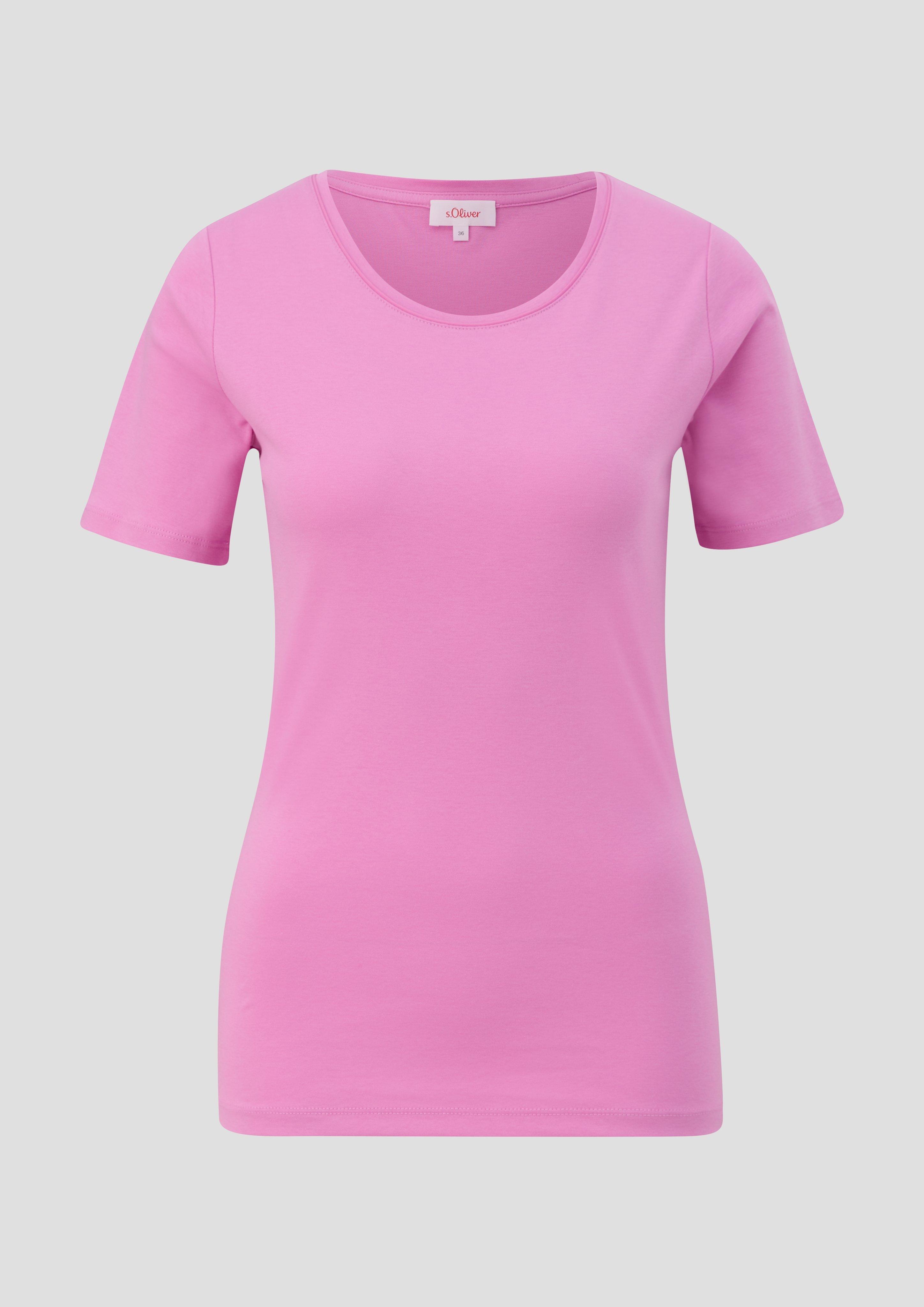 s.Oliver - T-Shirt aus Interlockjersey im Slim Fit, Damen, Rosa