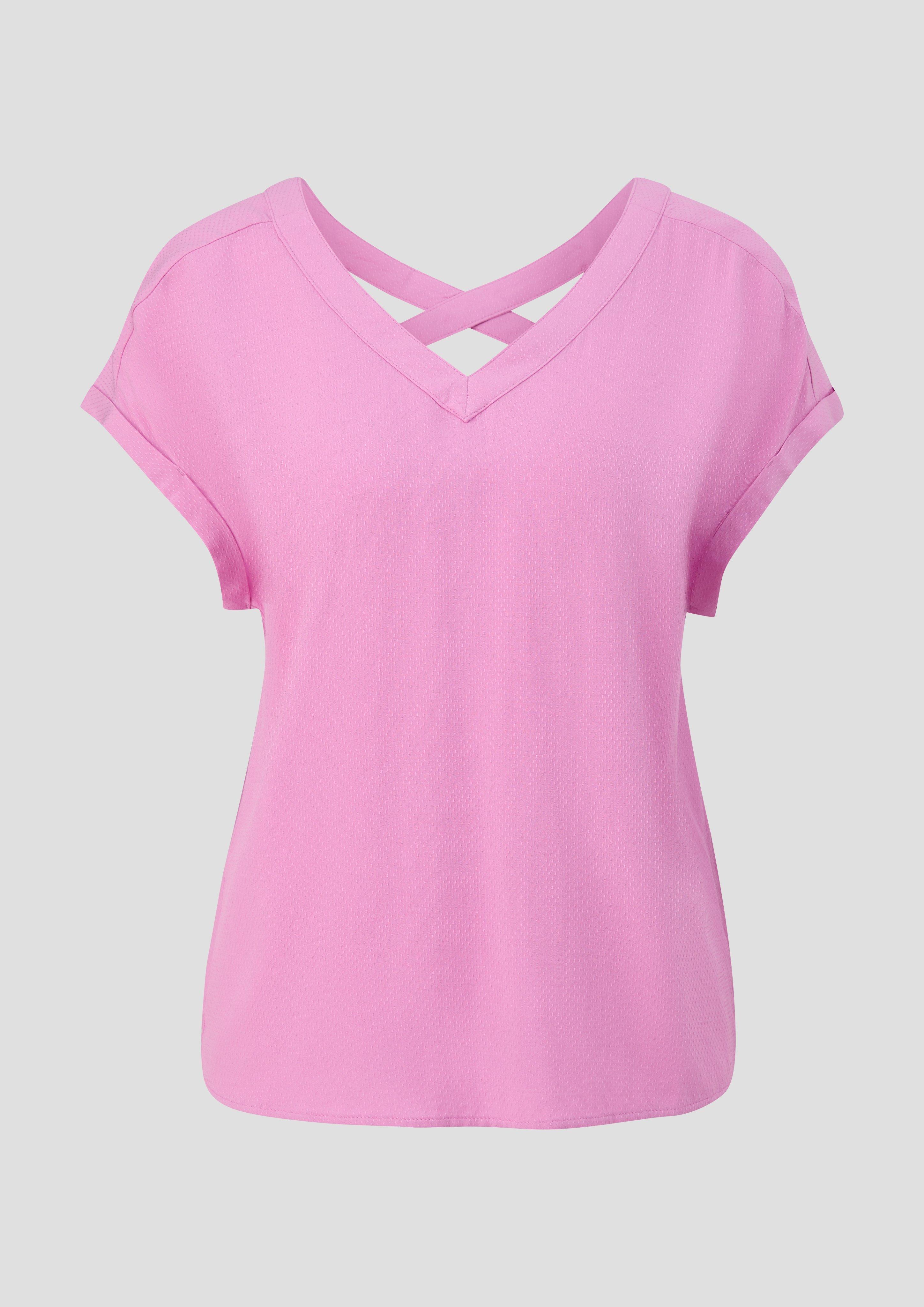 s.Oliver - Viskosebluse im Relaxed Fit mit Cut-out-Detail, Damen, Rosa