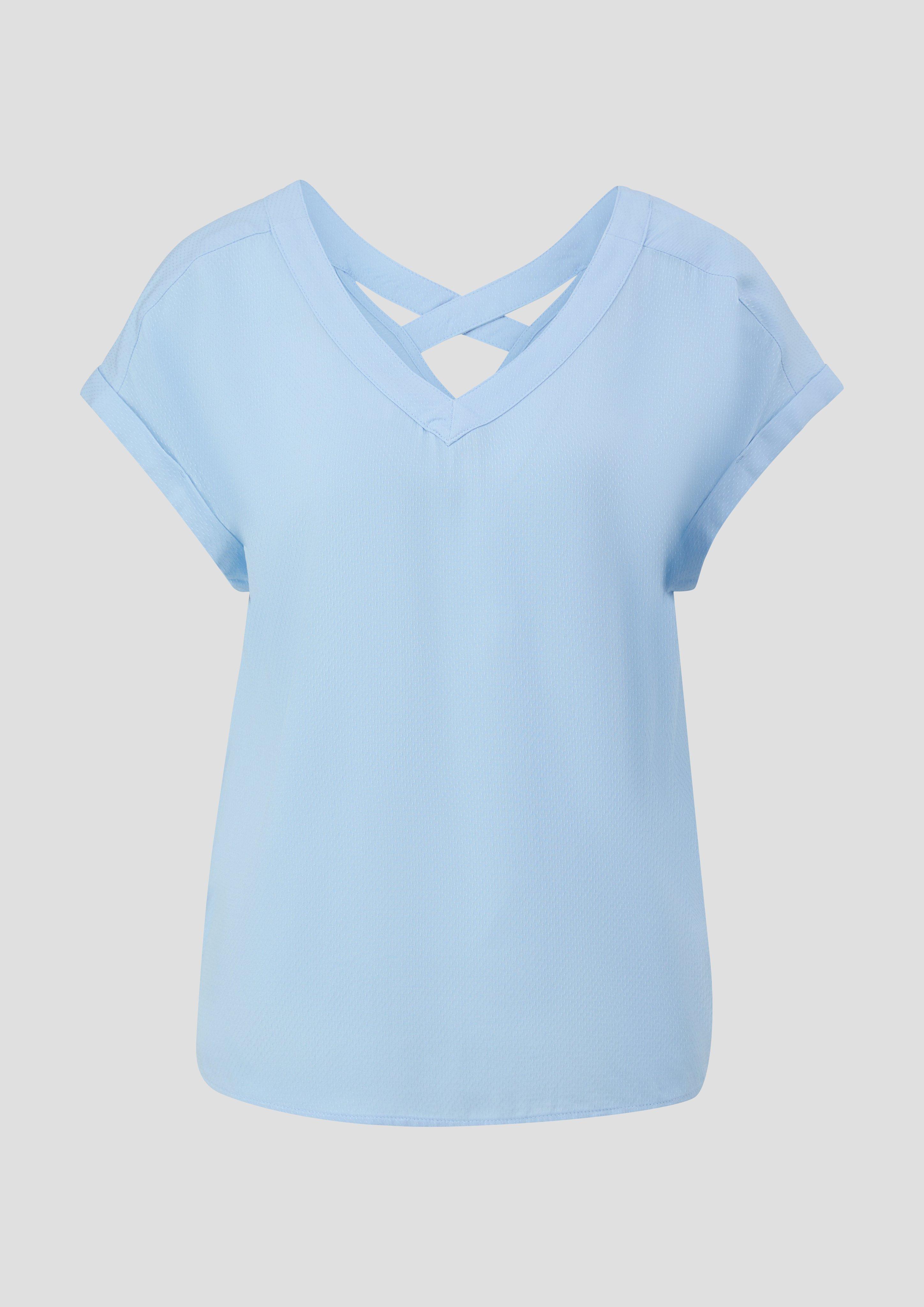 s.Oliver - Viskosebluse im Relaxed Fit mit Cut-out-Detail, Damen, blau