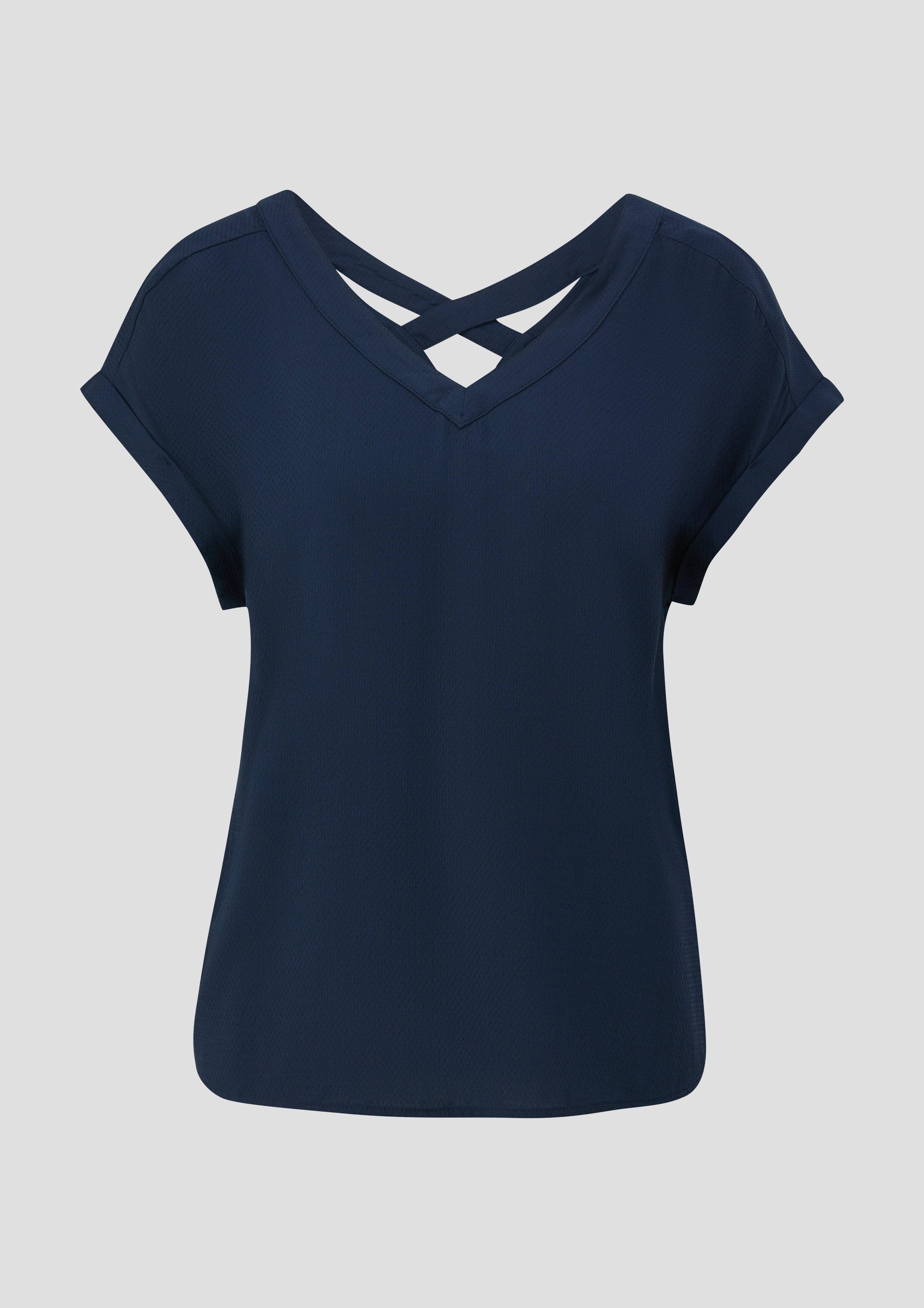 s.Oliver - Viskosebluse im Relaxed Fit mit Cut-out-Detail, Damen, blau