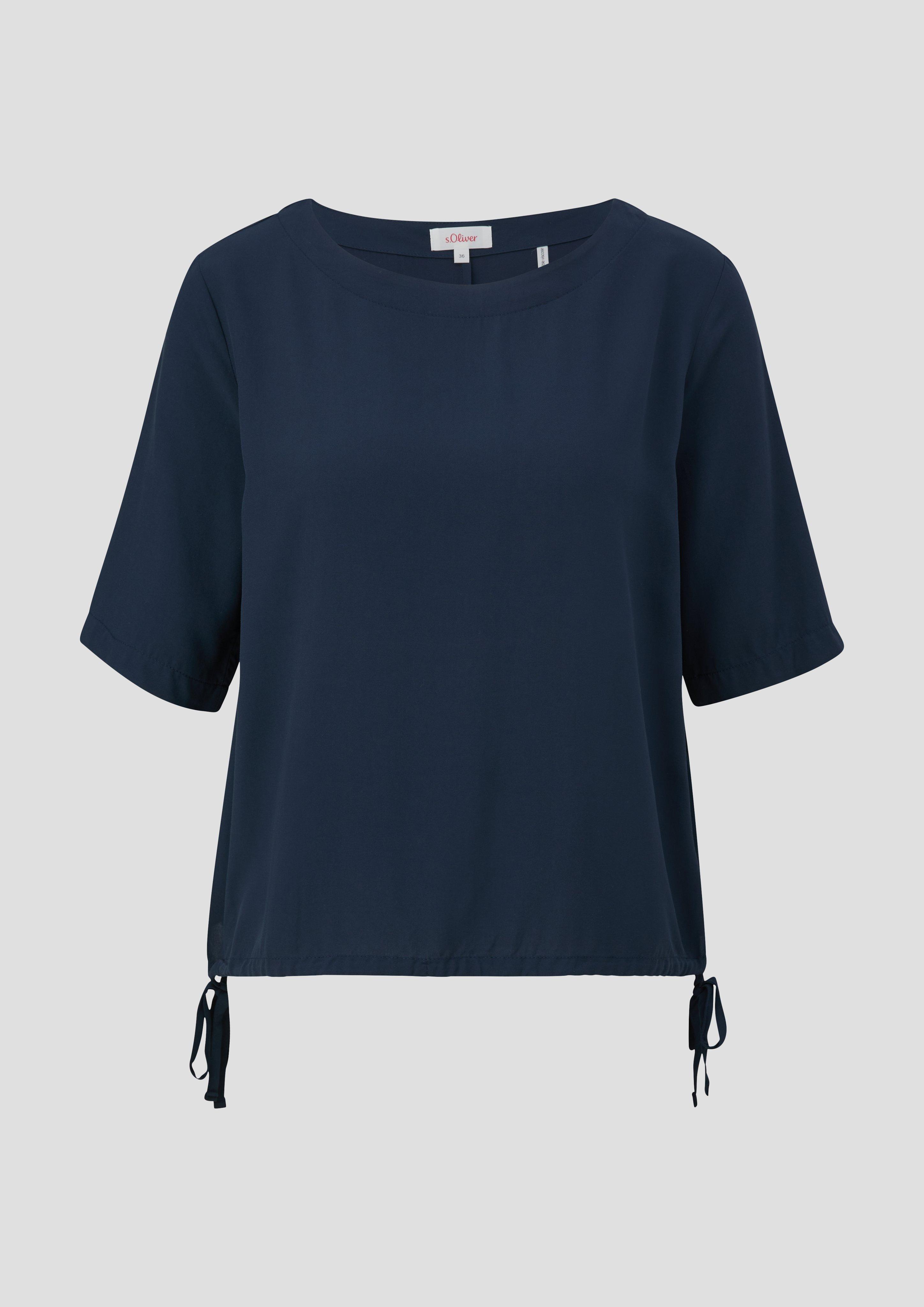 s.Oliver - Gemustertes Blusenshirt aus Viskose im Relaxed Fit, Damen, blau