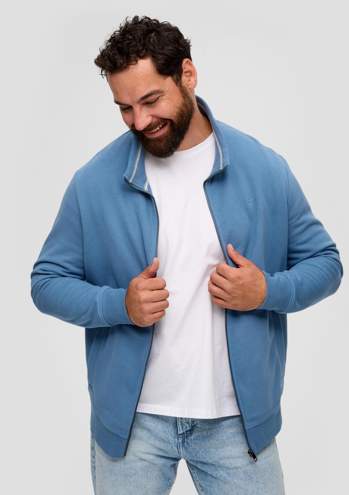 s.Oliver Sweatshirt jacket with a stand-up collar