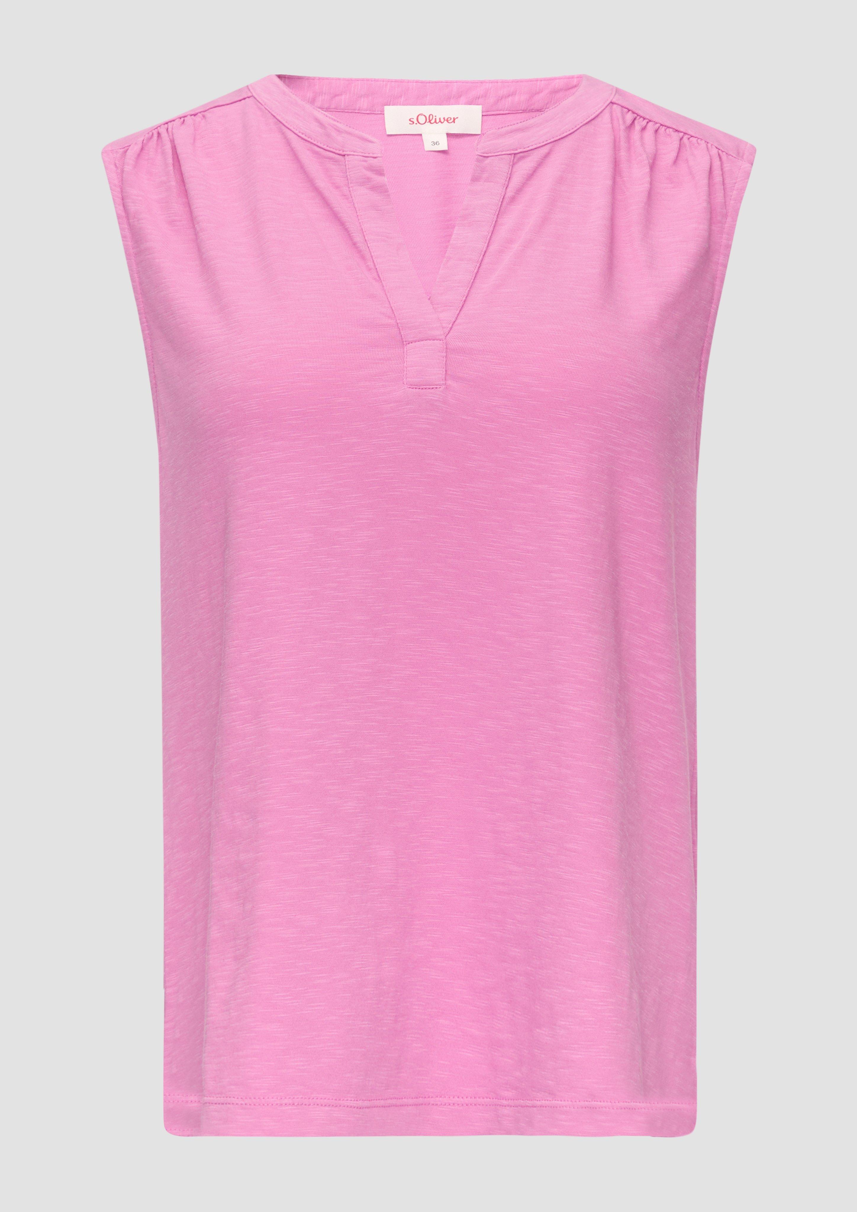 s.Oliver - Ärmelloses Shirt mit Tunika-Ausschnitt und Garment Dye, Damen, Rosa