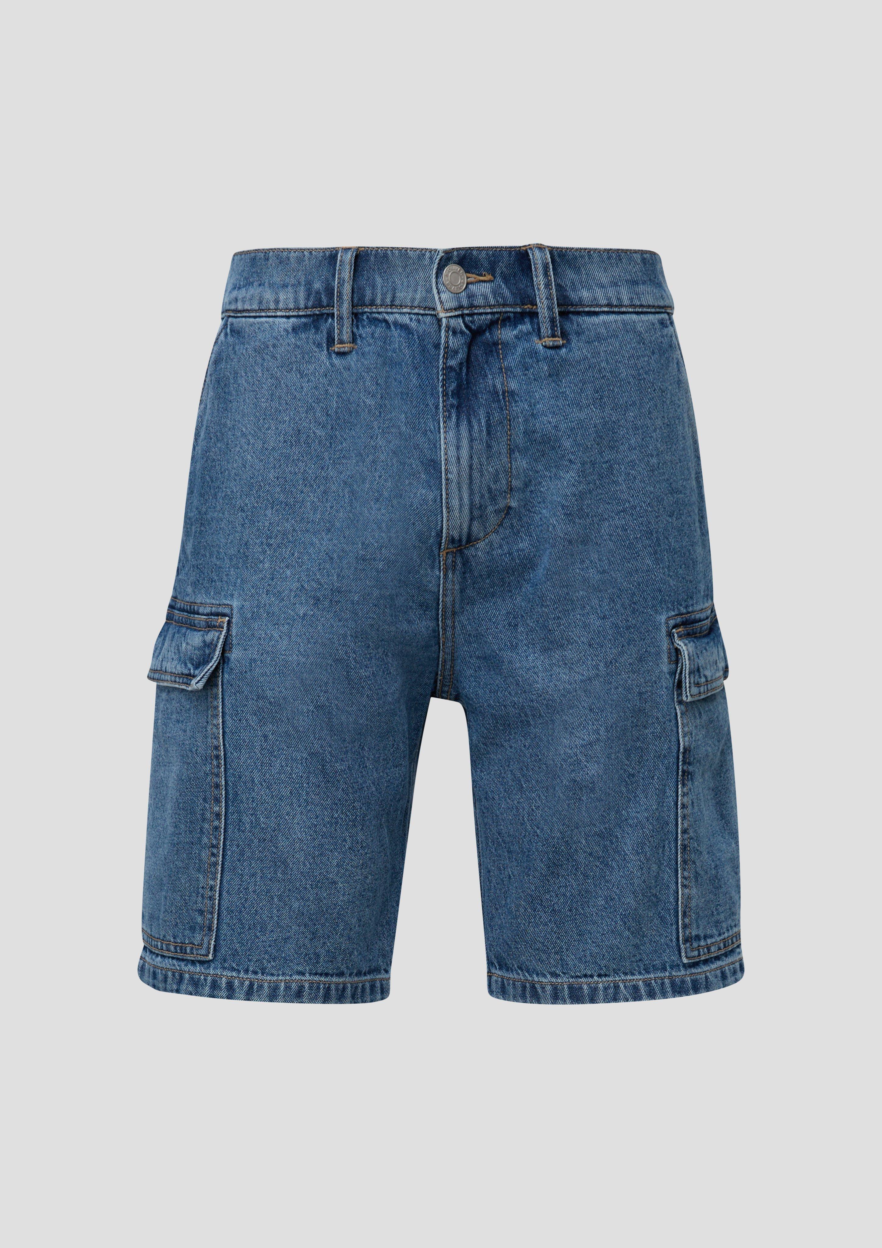 s.Oliver - Jeans-Shorts / High Rise / Cargo-Taschen / aus reiner Baumwolle, Herren, blau