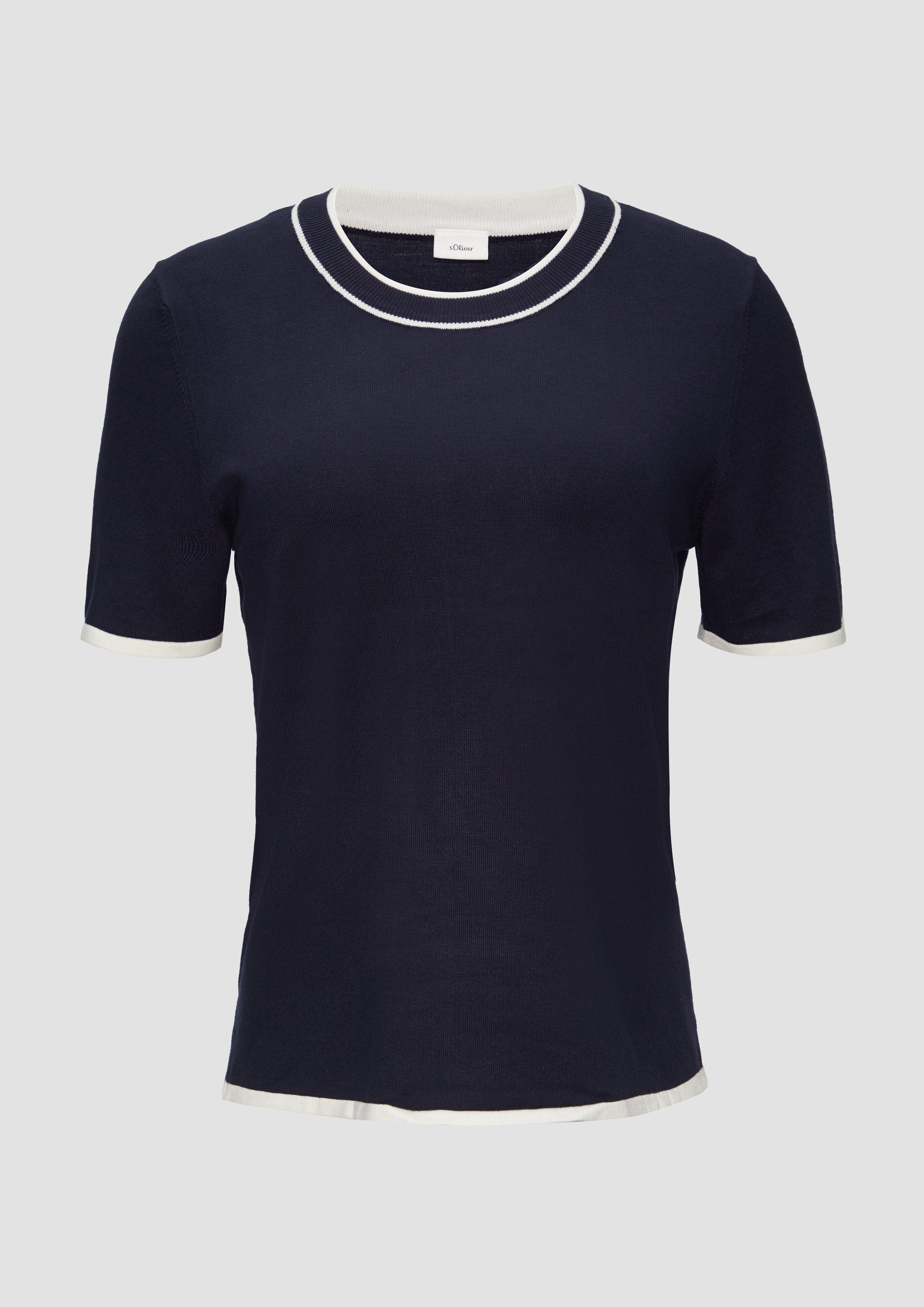 s.Oliver - Strick-Shirt mit Kontrast-Details, Damen, blau