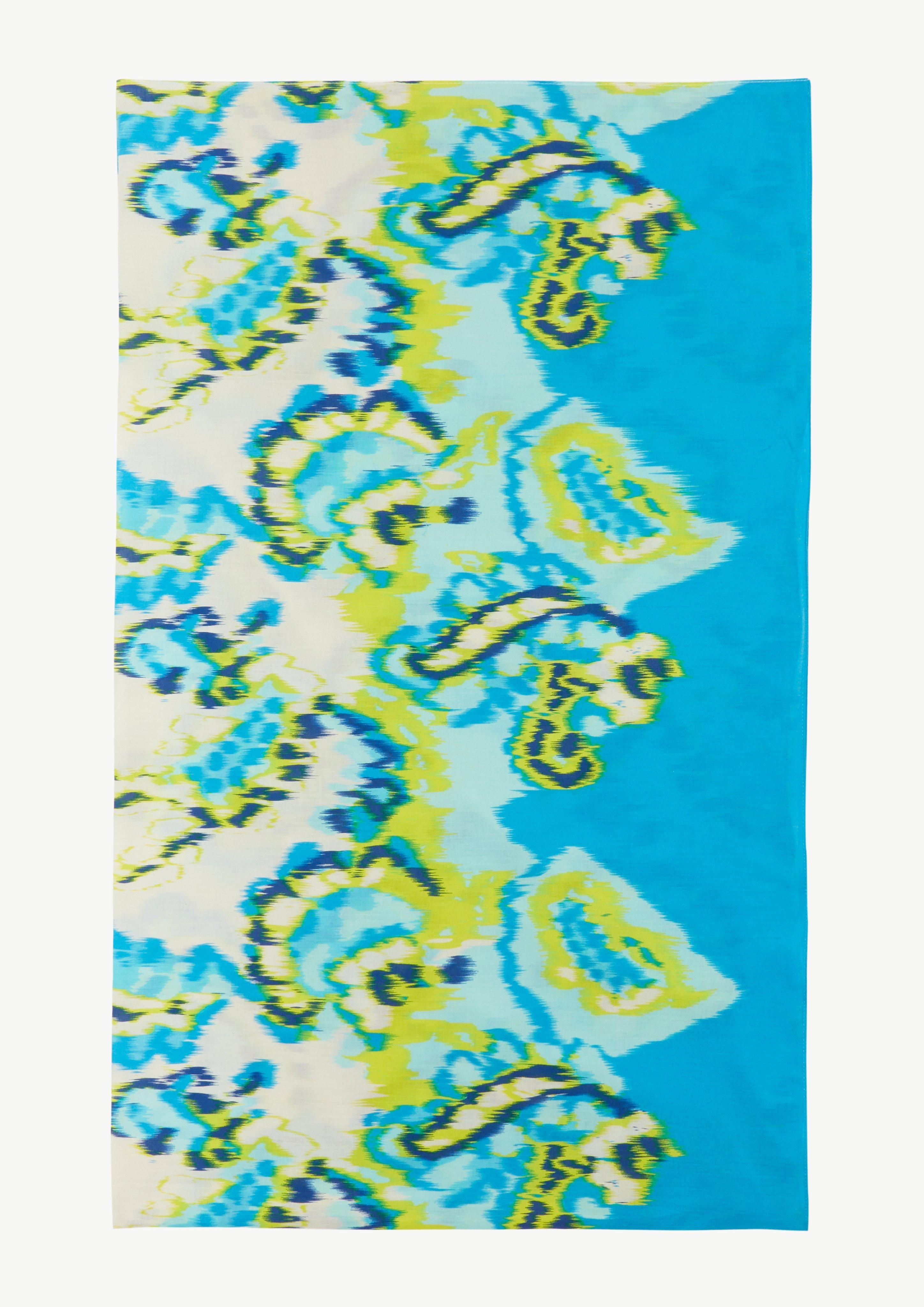Cotton scarf with an abstract pattern - turquoise | Comma Cotton scarf with an abstract pattern - turquoise | Comma