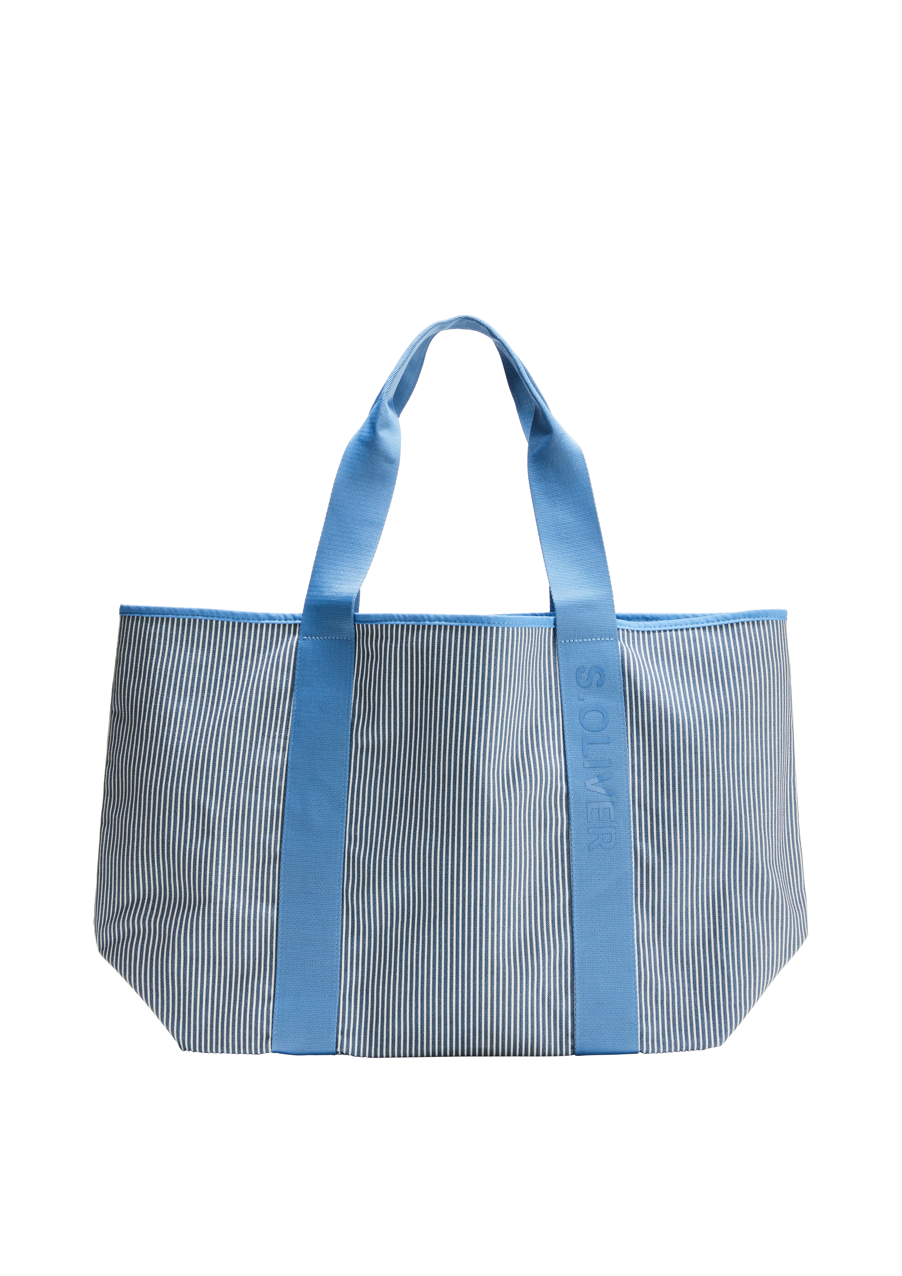 s.Oliver - Gestreifter Canvas-Shopper mit Reißverschluss, Damen, blau