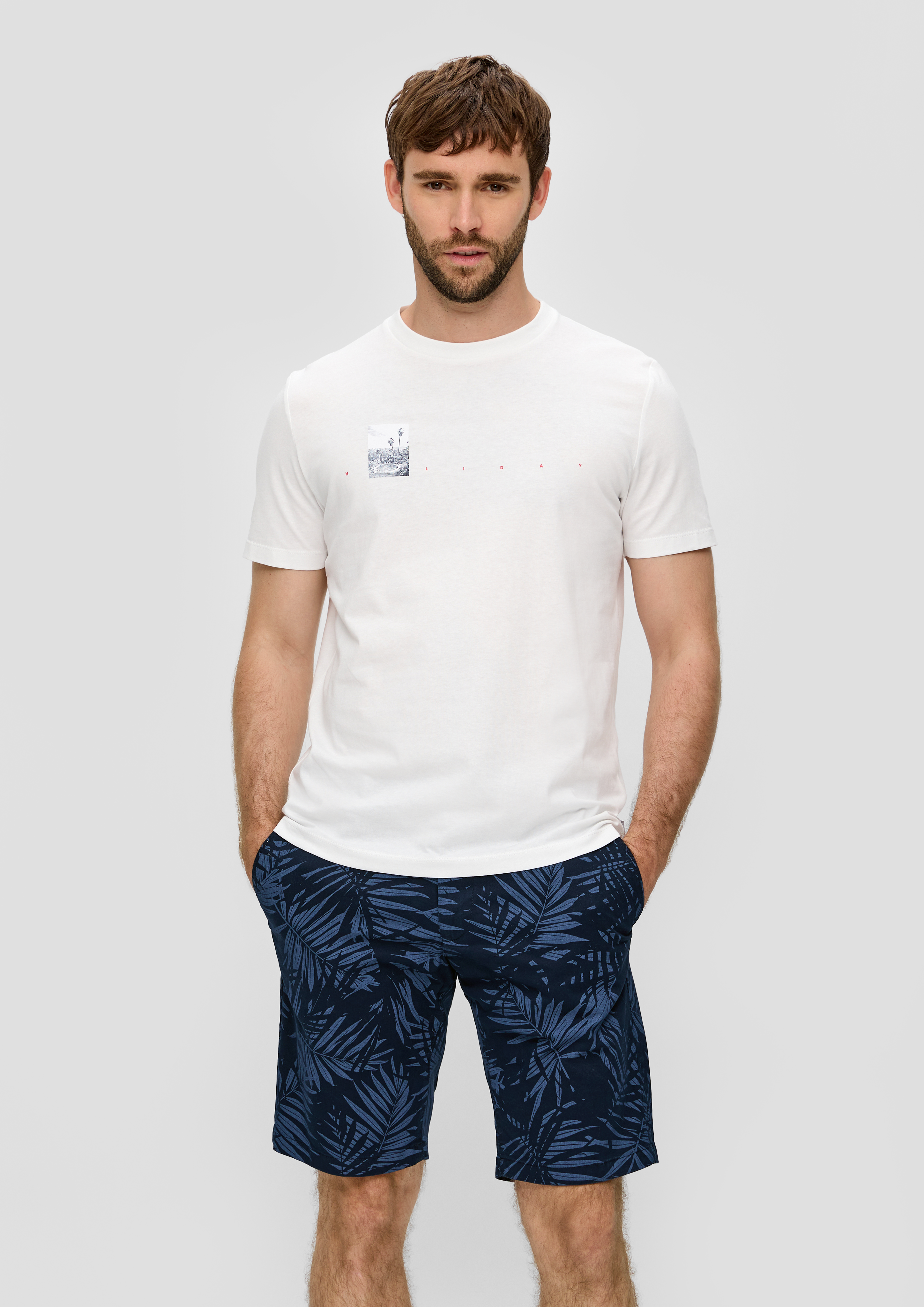 S.Oliver Bermuda mit All-over-Print aus Baumwoll-Stretch