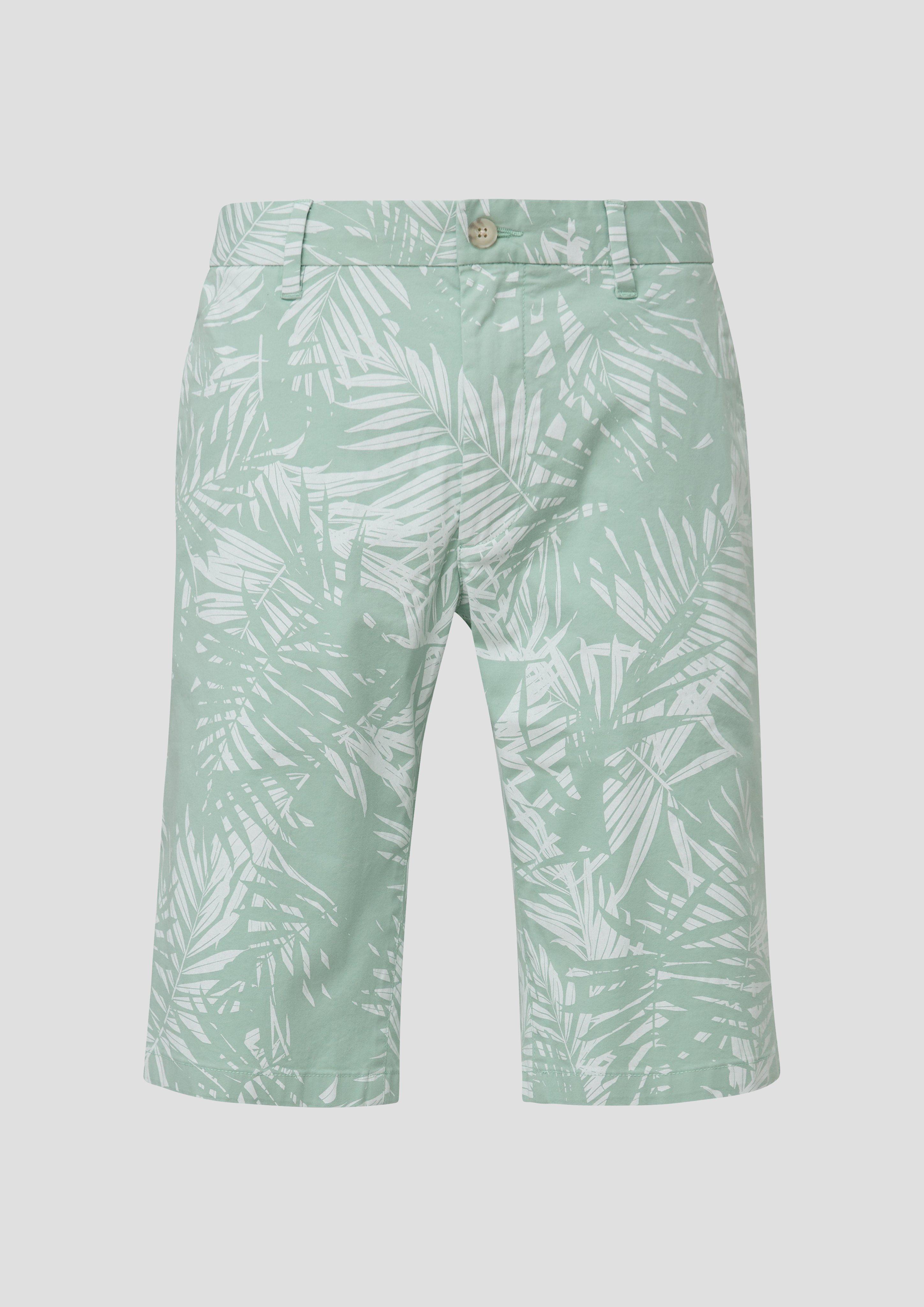 s.Oliver - Bermuda mit All-over-Print aus Baumwoll-Stretch, Herren, grün