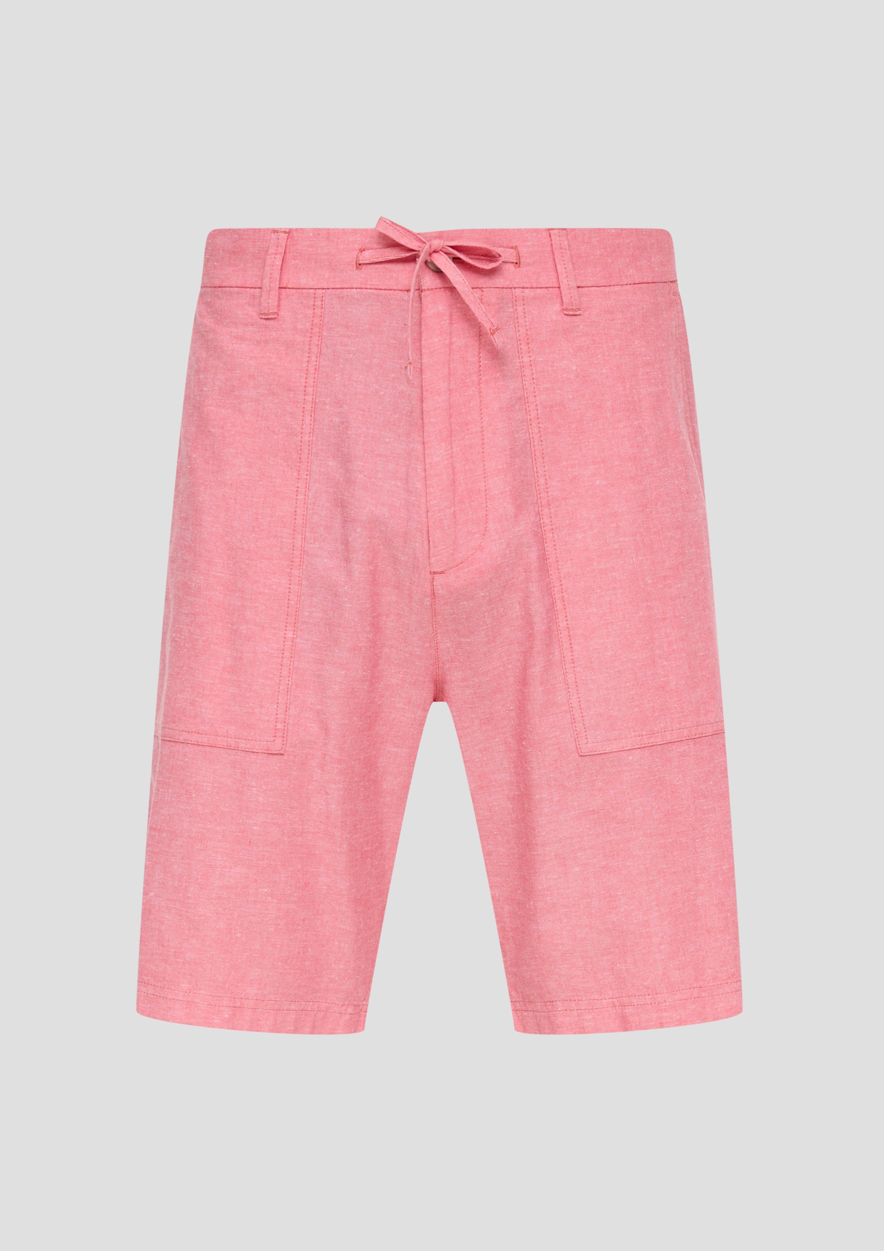 s.Oliver - Chino-Shorts aus Leinenmix mit elastischem Bund, Herren, Rosa