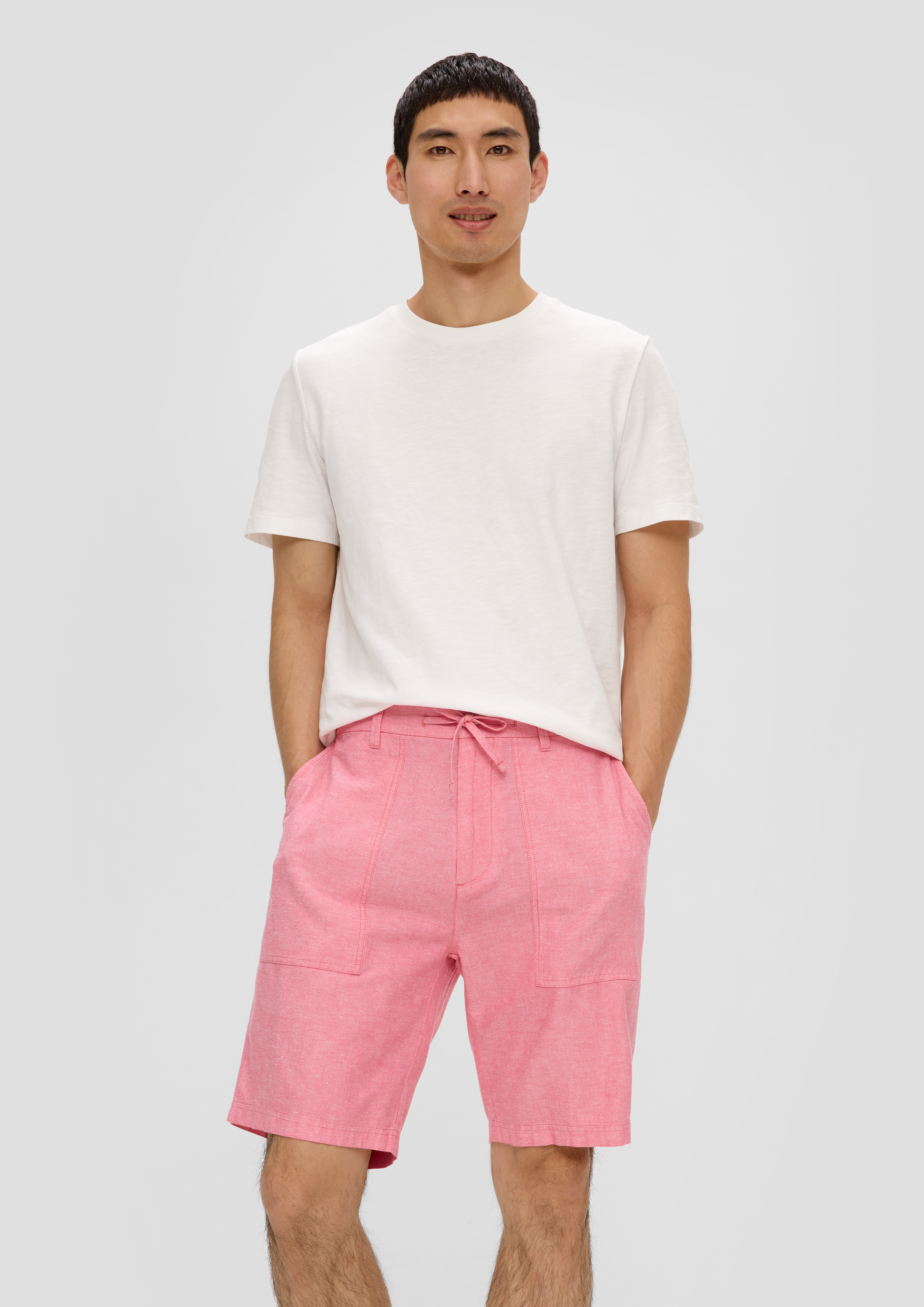 S.Oliver Chino-Shorts aus Leinenmix mit elastischem Bund