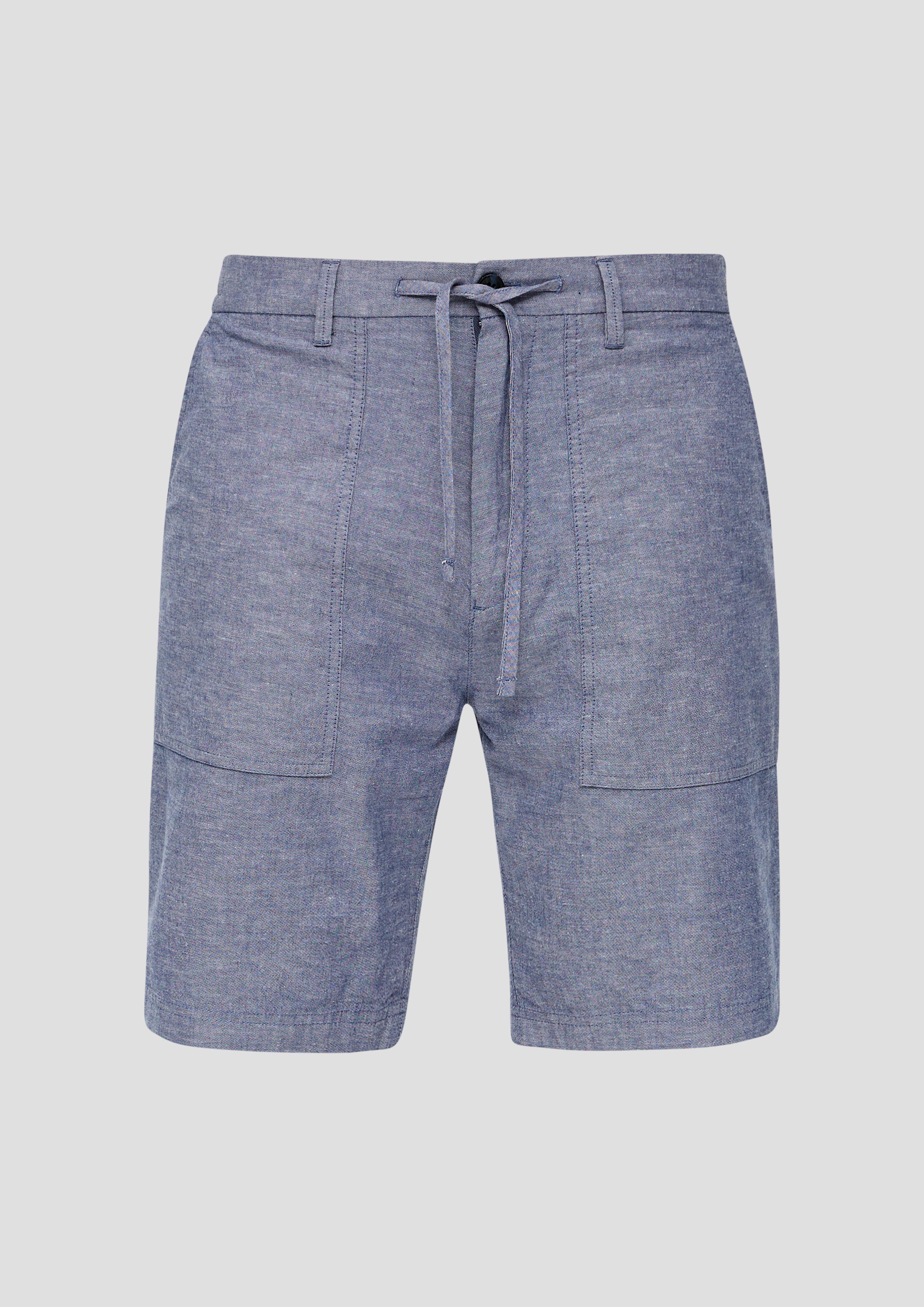 s.Oliver - Chino-Shorts aus Leinenmix mit elastischem Bund, Herren, blau