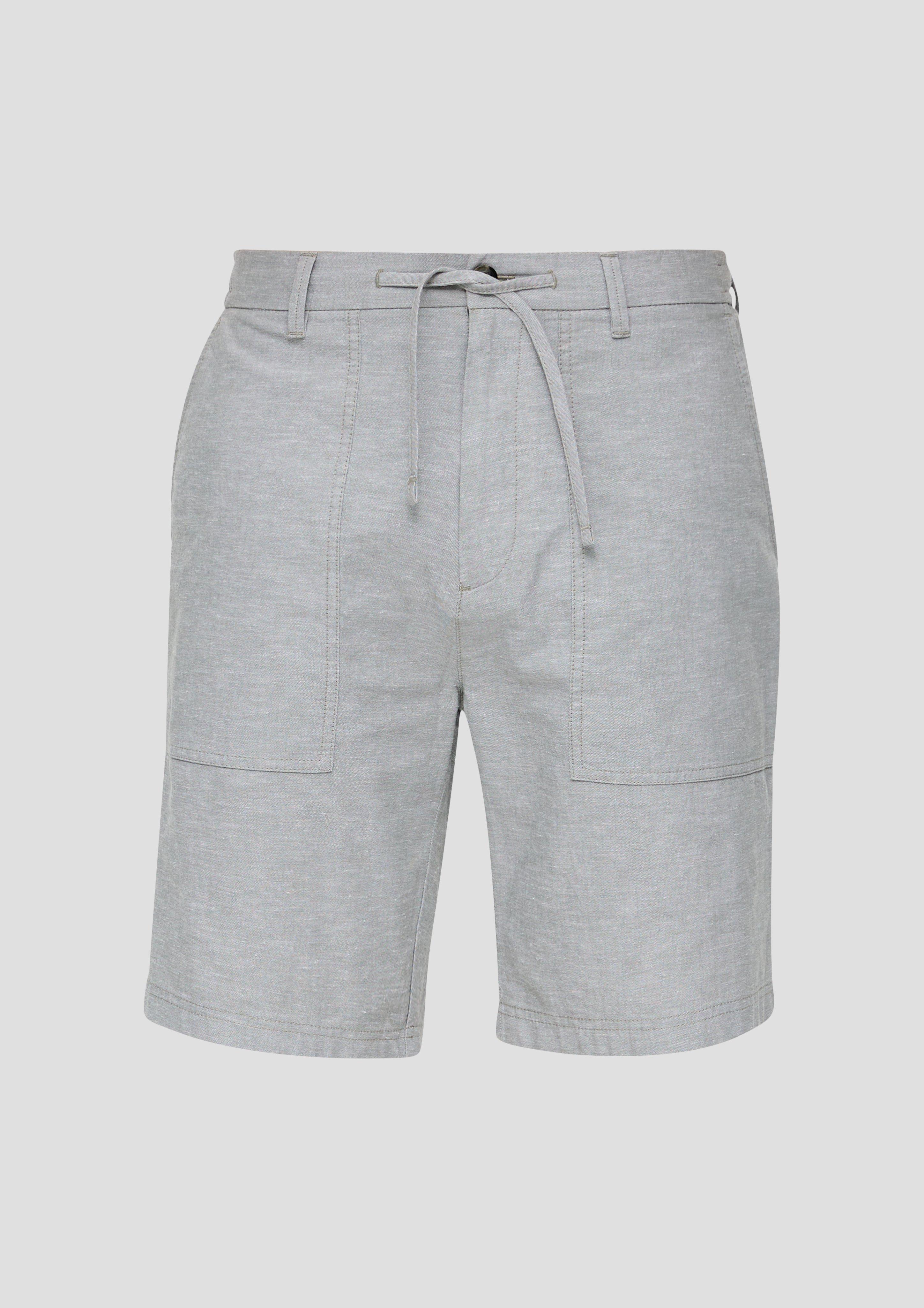 s.Oliver - Chino-Shorts aus Leinenmix mit elastischem Bund, Herren, grau