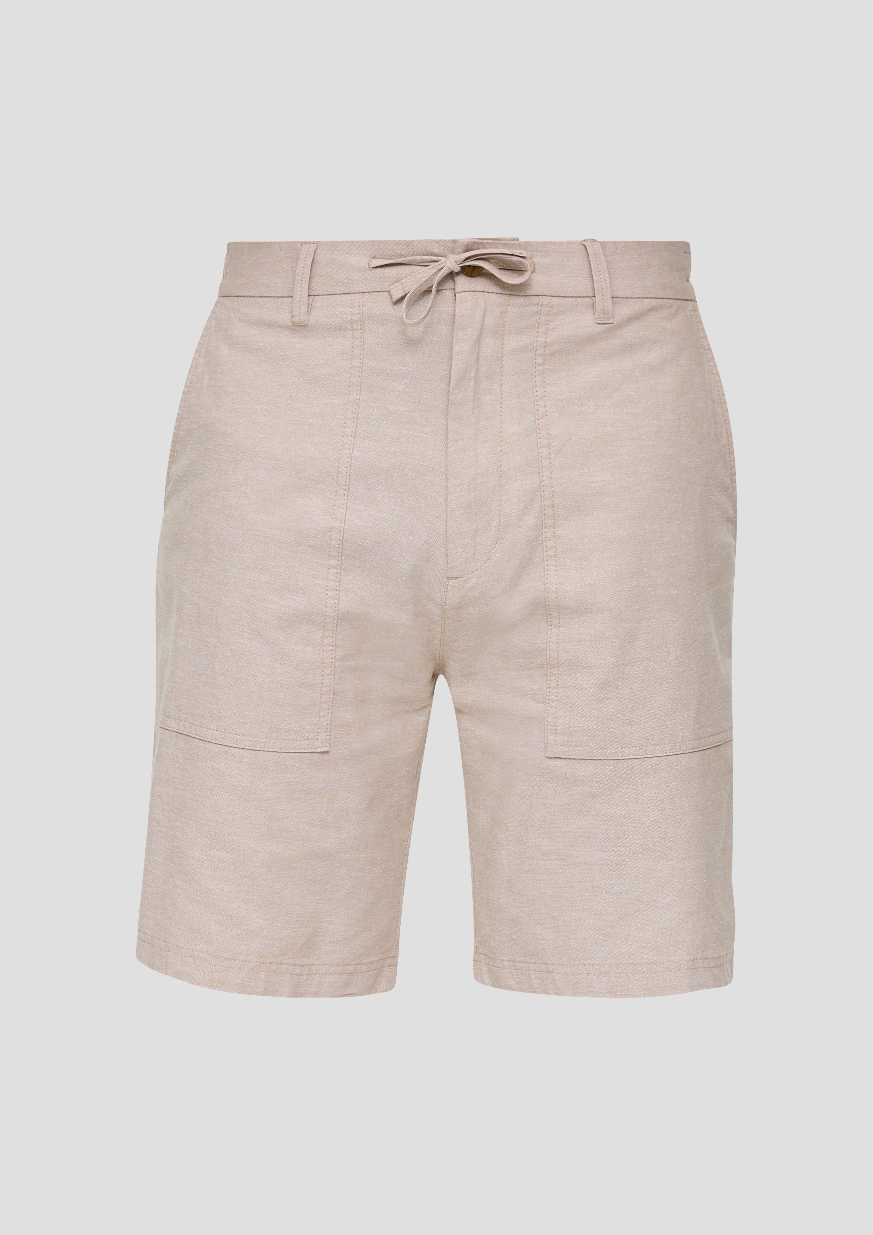 s.Oliver - Chino-Shorts aus Leinenmix mit elastischem Bund, Herren, braun