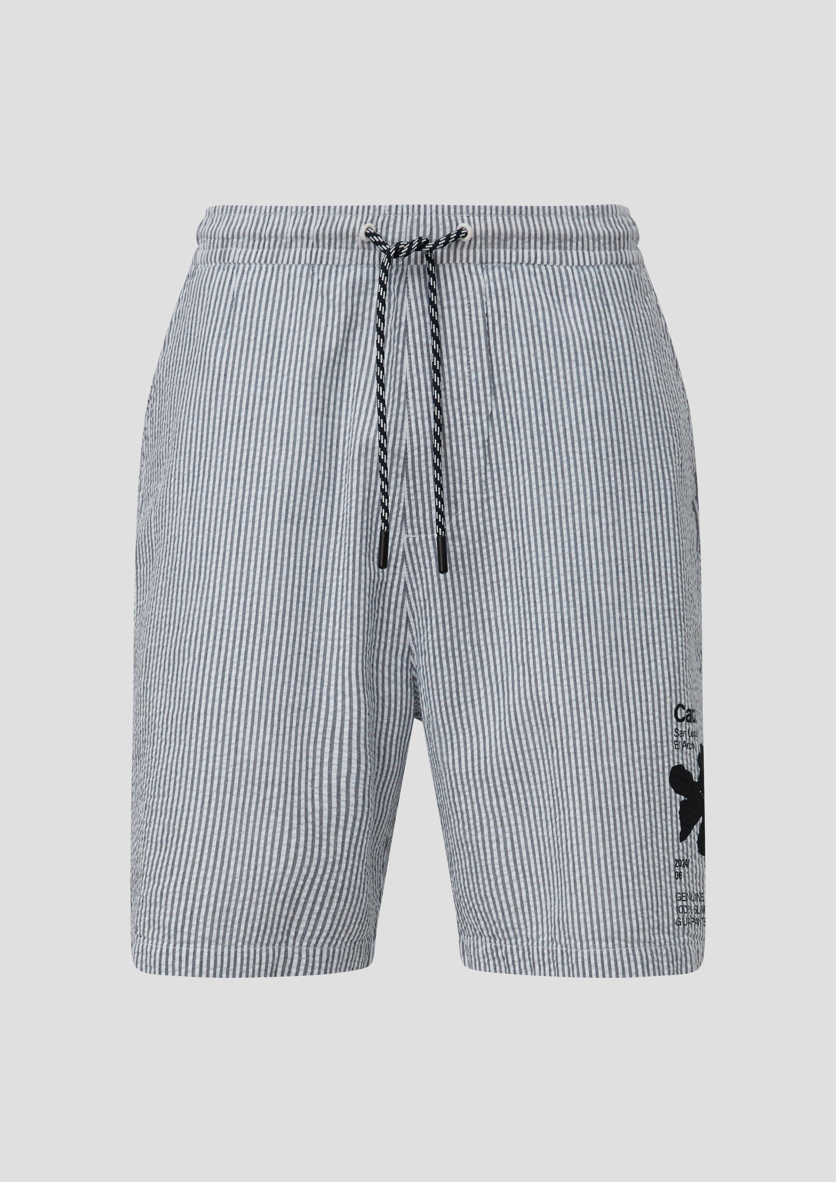 s.Oliver - Bermuda-Shorts im Relaxed Fit mit Print-Detail, Herren, blau|weiß