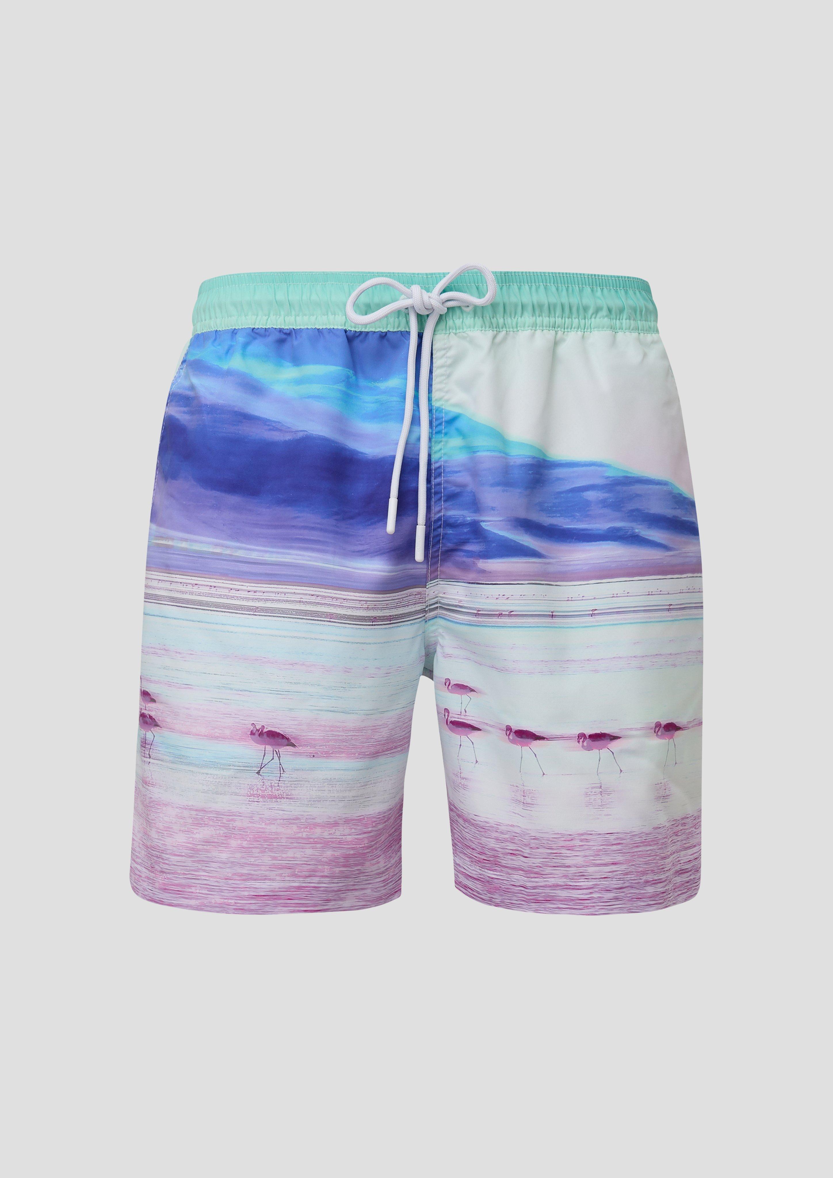 s.Oliver - Badeshorts mit All-over-Print, Herren, weiß