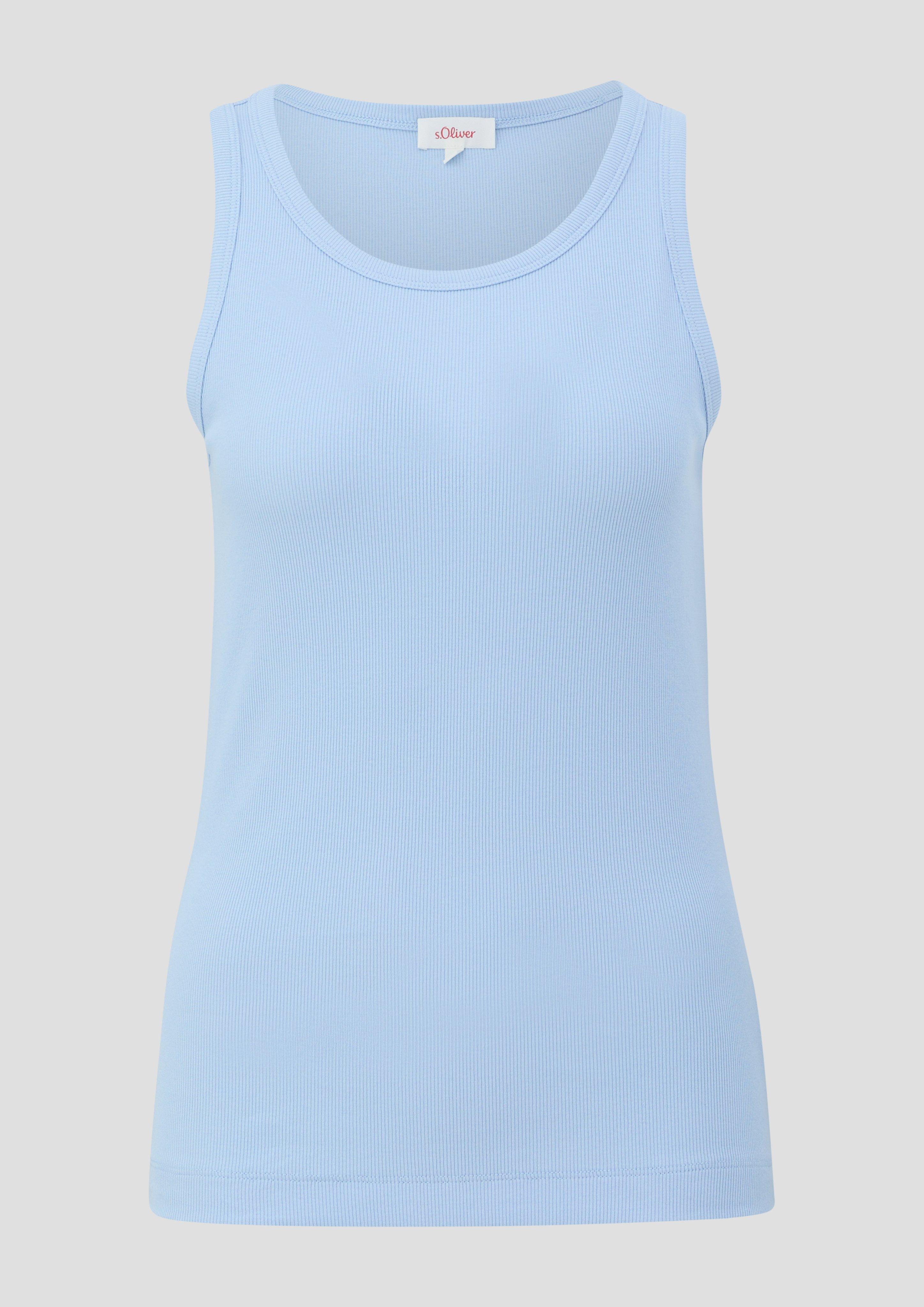 s.Oliver - Elastisches Tanktop im Slim Fit, Damen, blau