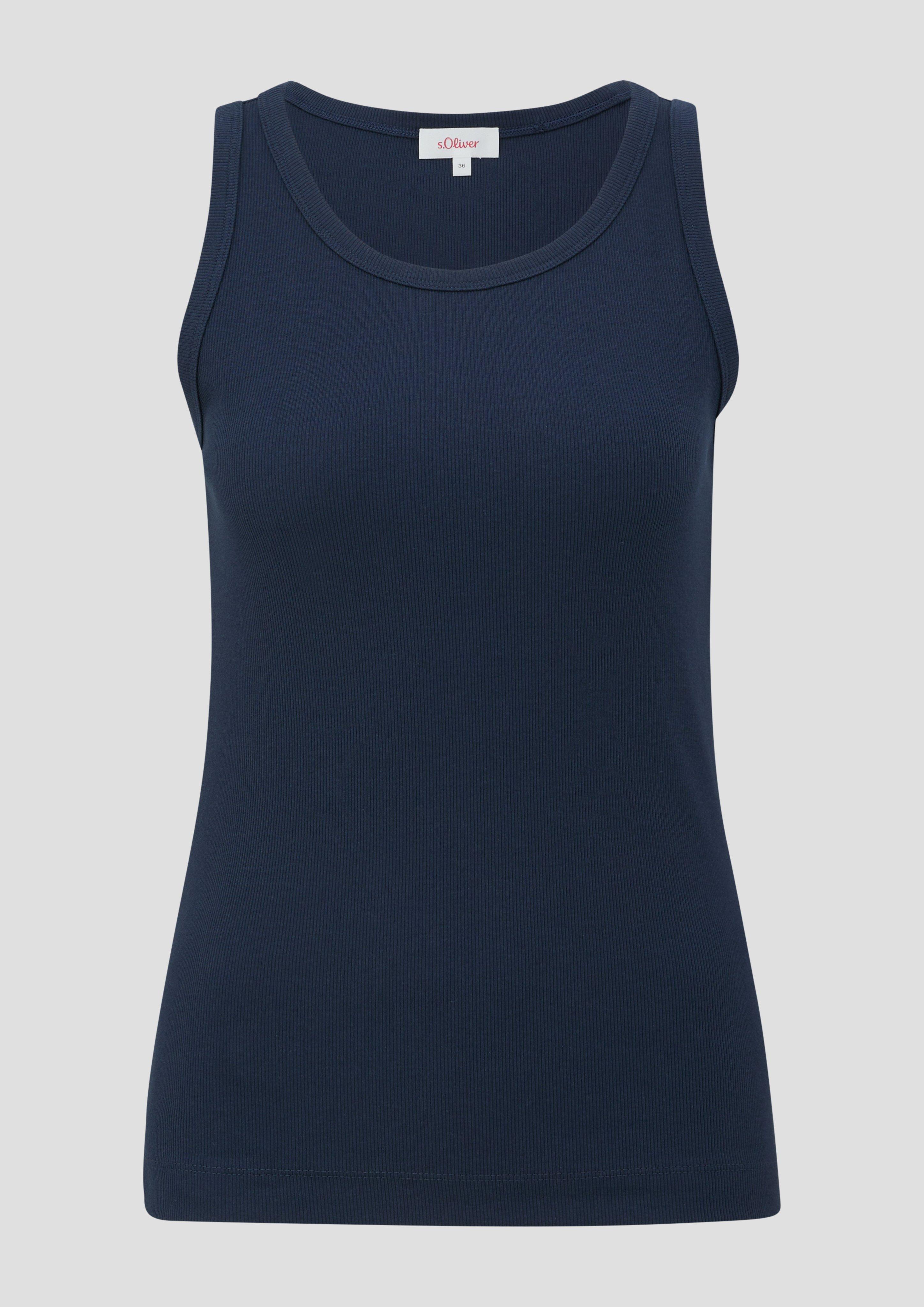 s.Oliver - Elastisches Tanktop im Slim Fit, Damen, blau