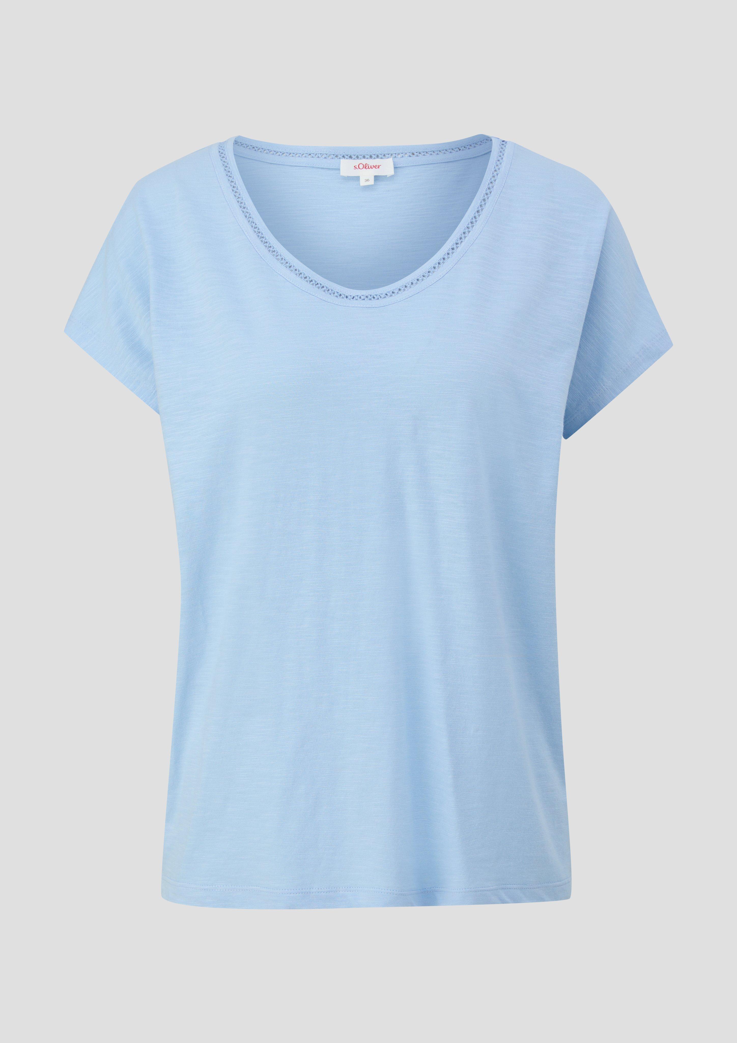 s.Oliver - Shirt im Relaxed Fit mit Stickerei, Damen, blau