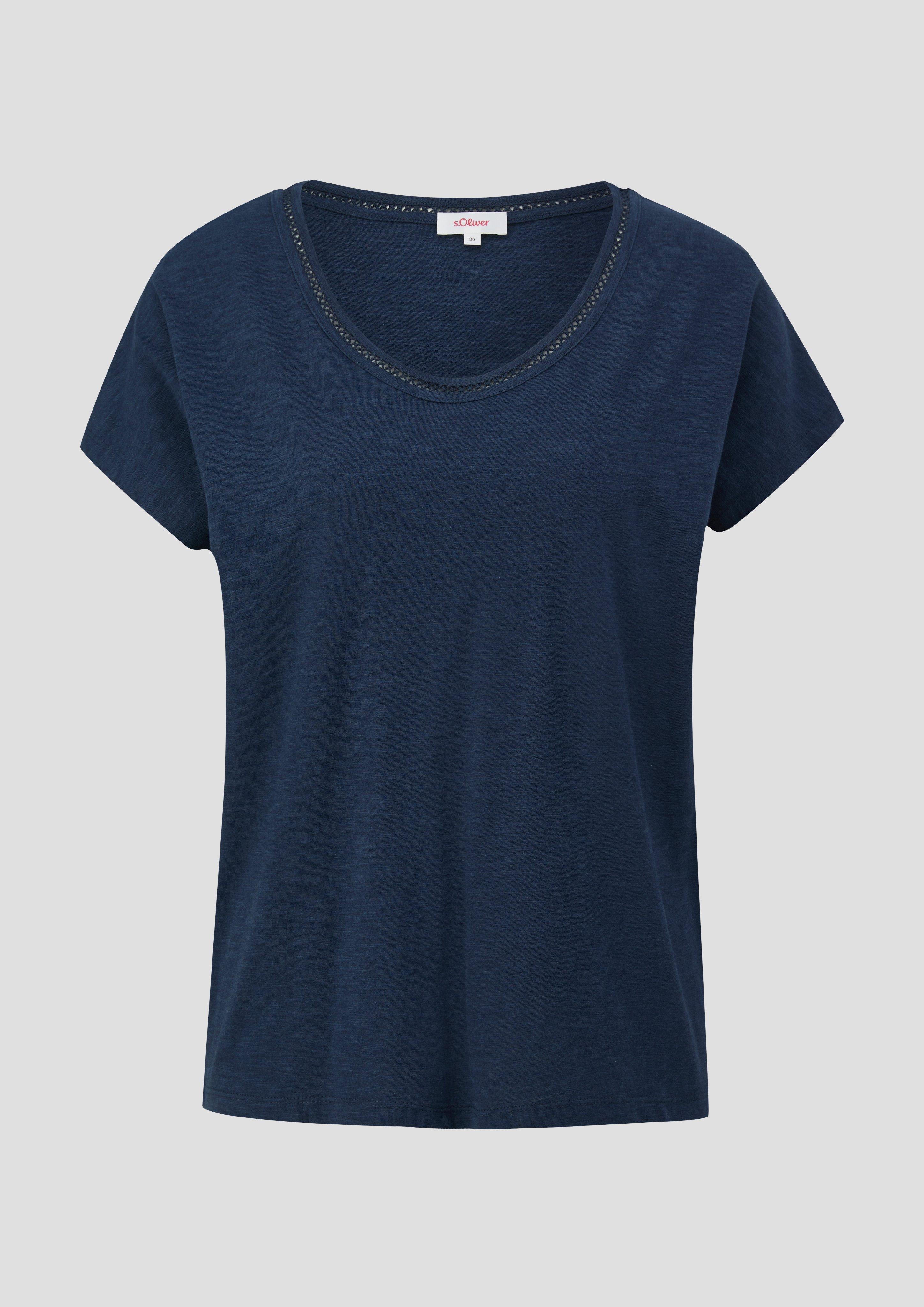 s.Oliver - Shirt im Relaxed Fit mit Stickerei, Damen, blau