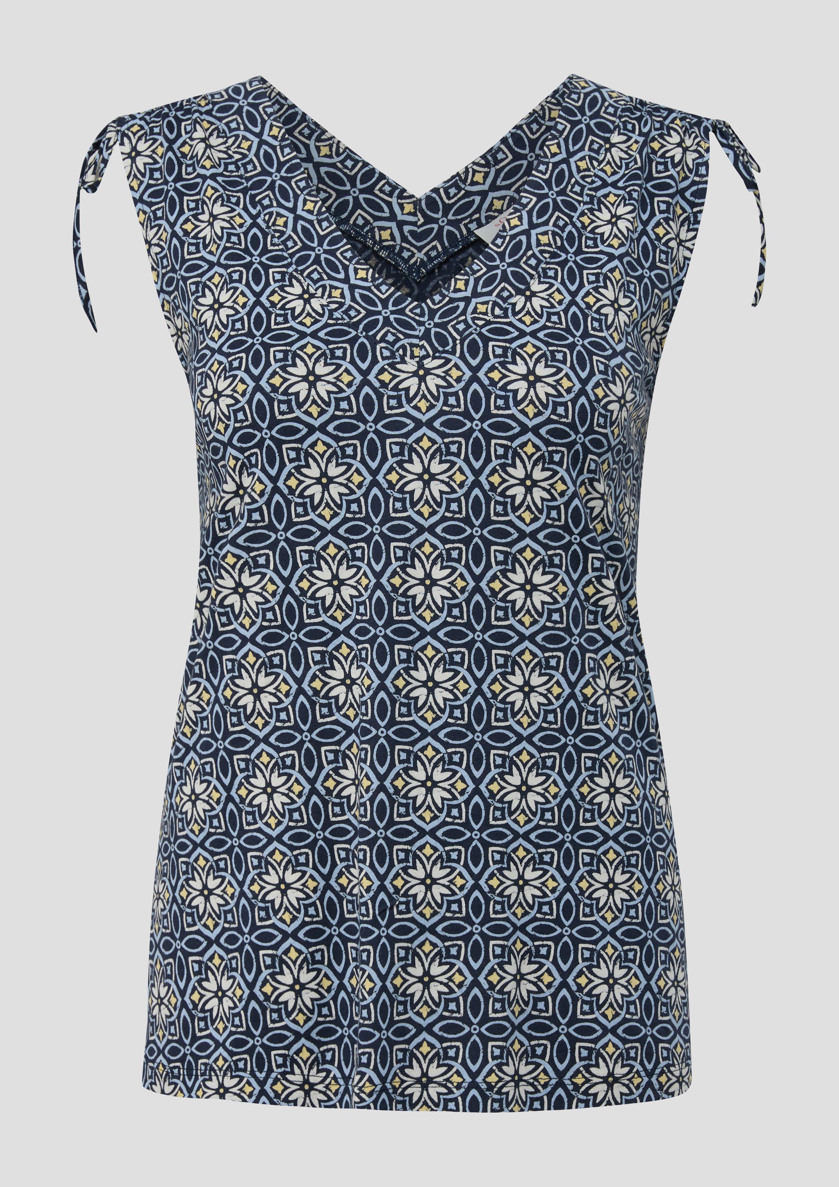s.Oliver - Ärmelloses Shirt mit Bindedetail an der Schulterpartie, Damen, blau